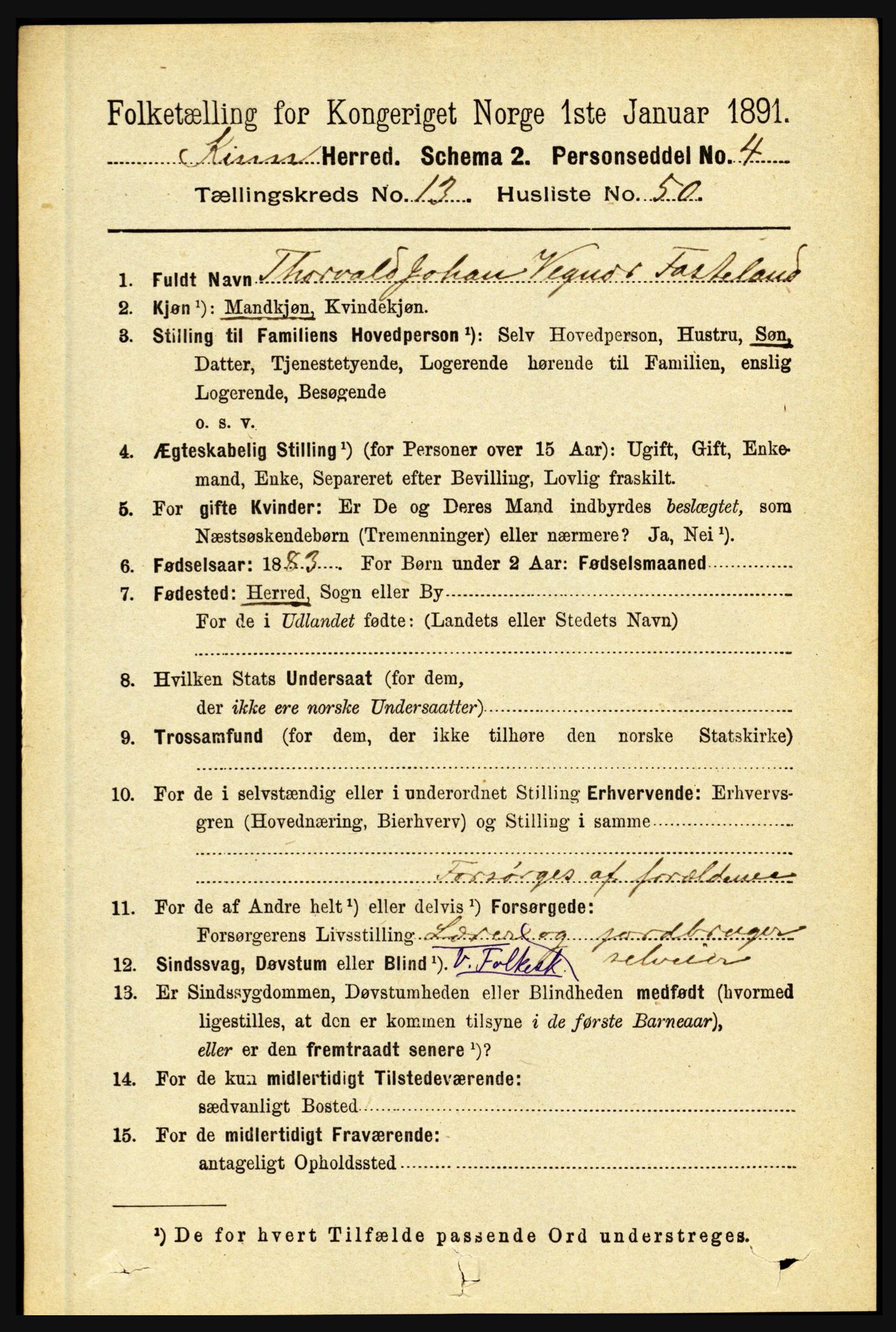 RA, 1891 census for 1437 Kinn, 1891, p. 5402