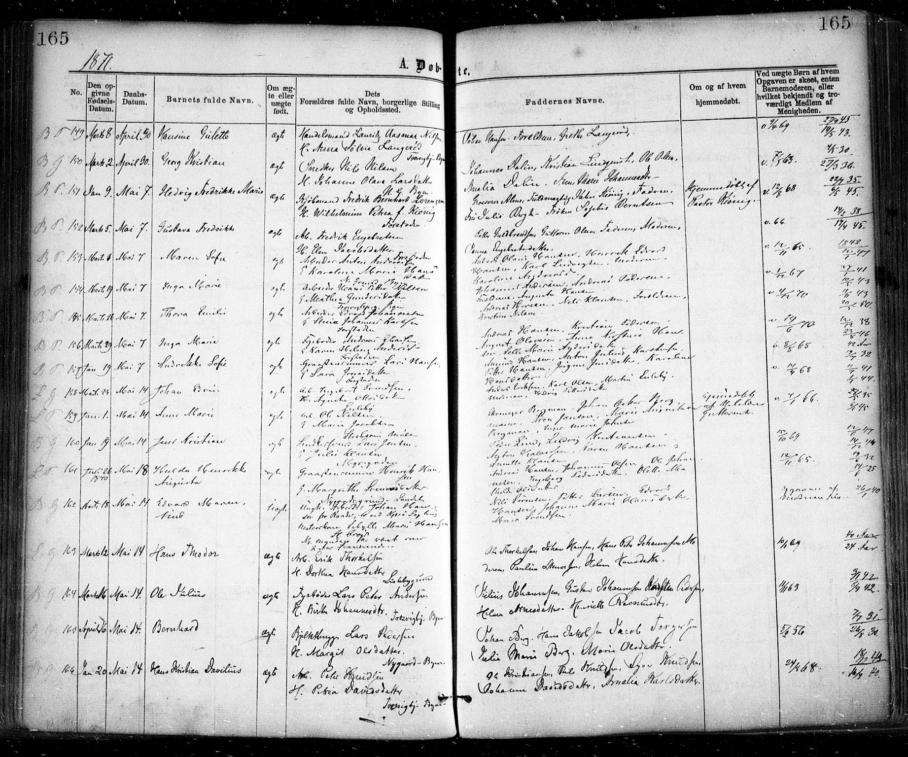 Glemmen prestekontor Kirkebøker, SAO/A-10908/F/Fa/L0008: Parish register (official) no. 8, 1862-1871, p. 165
