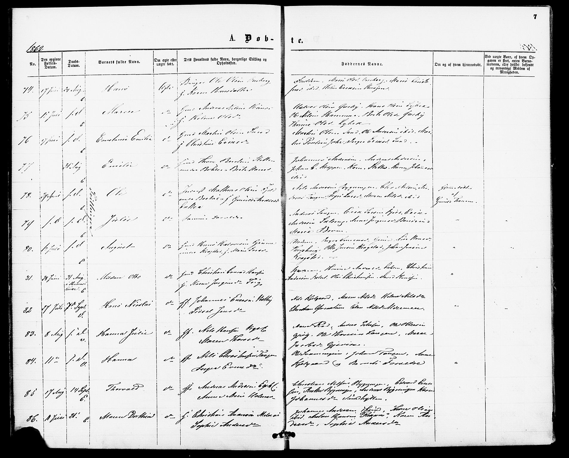 Enebakk prestekontor Kirkebøker, AV/SAO-A-10171c/F/Fa/L0011: Parish register (official) no. I 11, 1862-1882, p. 7