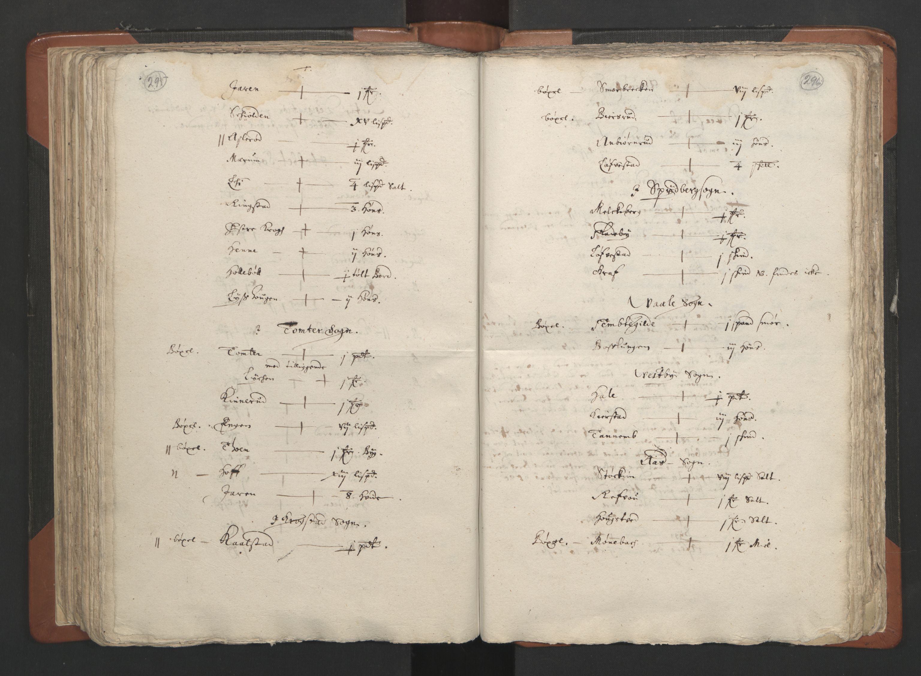 RA, Vicar's Census 1664-1666, no. 2: Øvre Borgesyssel deanery, 1664-1666, p. 295-296