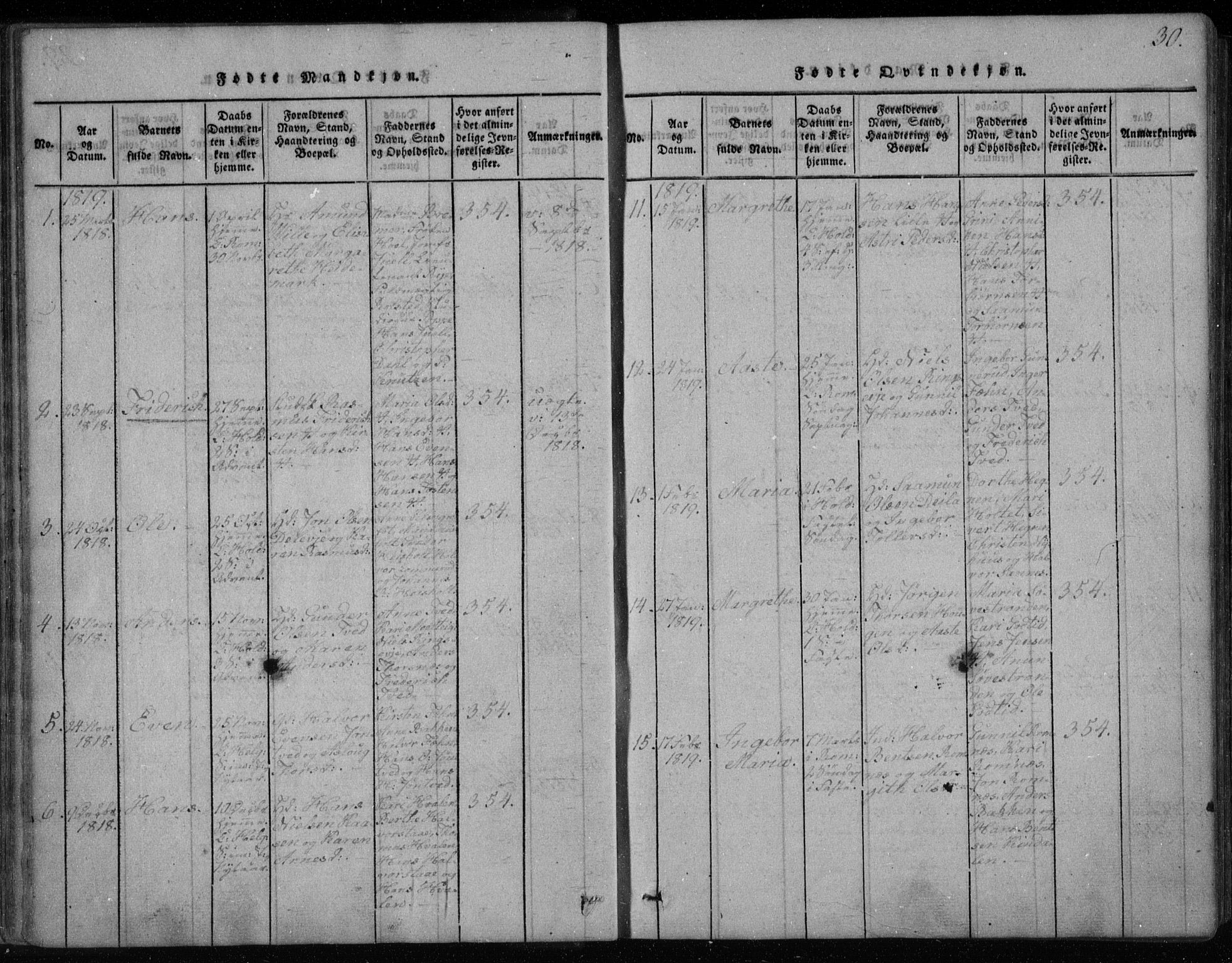 Holla kirkebøker, SAKO/A-272/F/Fa/L0003: Parish register (official) no. 3, 1815-1830, p. 30