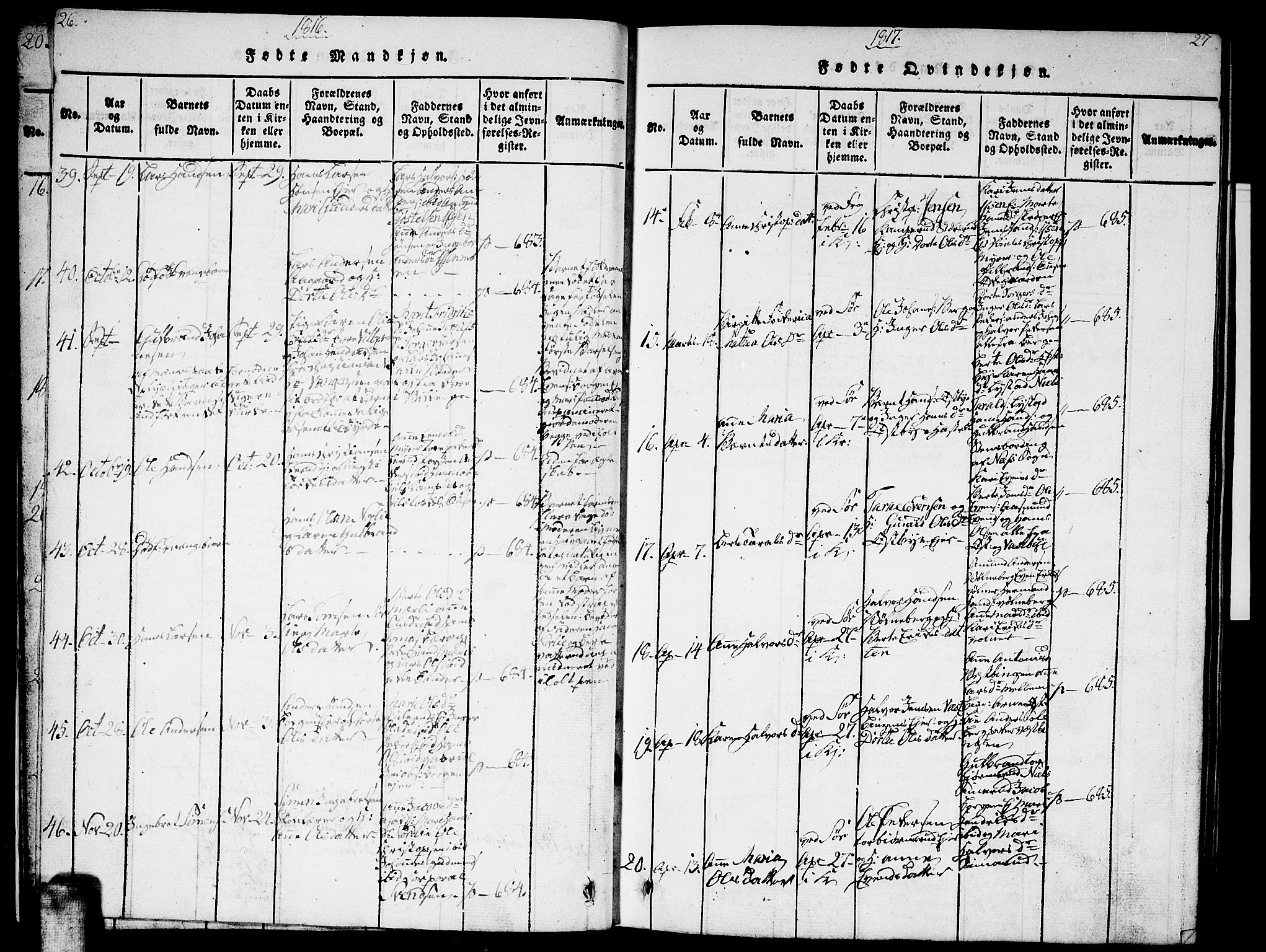 Sørum prestekontor Kirkebøker, AV/SAO-A-10303/G/Ga/L0001: Parish register (copy) no. I 1, 1814-1829, p. 26-27