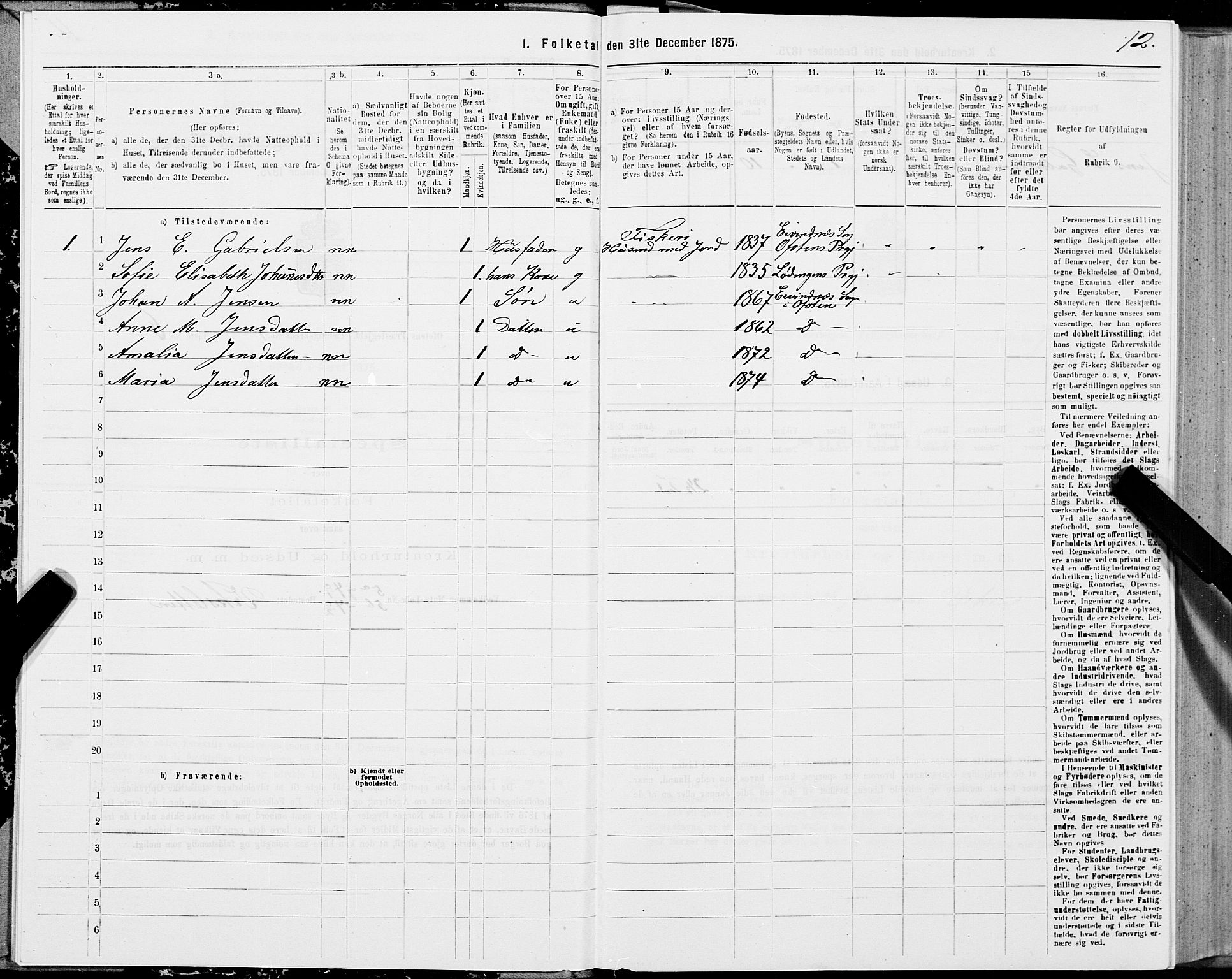 SAT, 1875 census for 1853P Ofoten, 1875, p. 1012