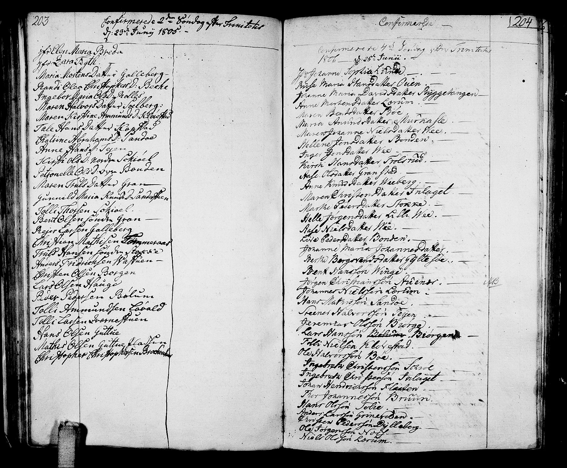 Sande Kirkebøker, SAKO/A-53/F/Fa/L0002: Parish register (official) no. 2, 1804-1814, p. 203-204