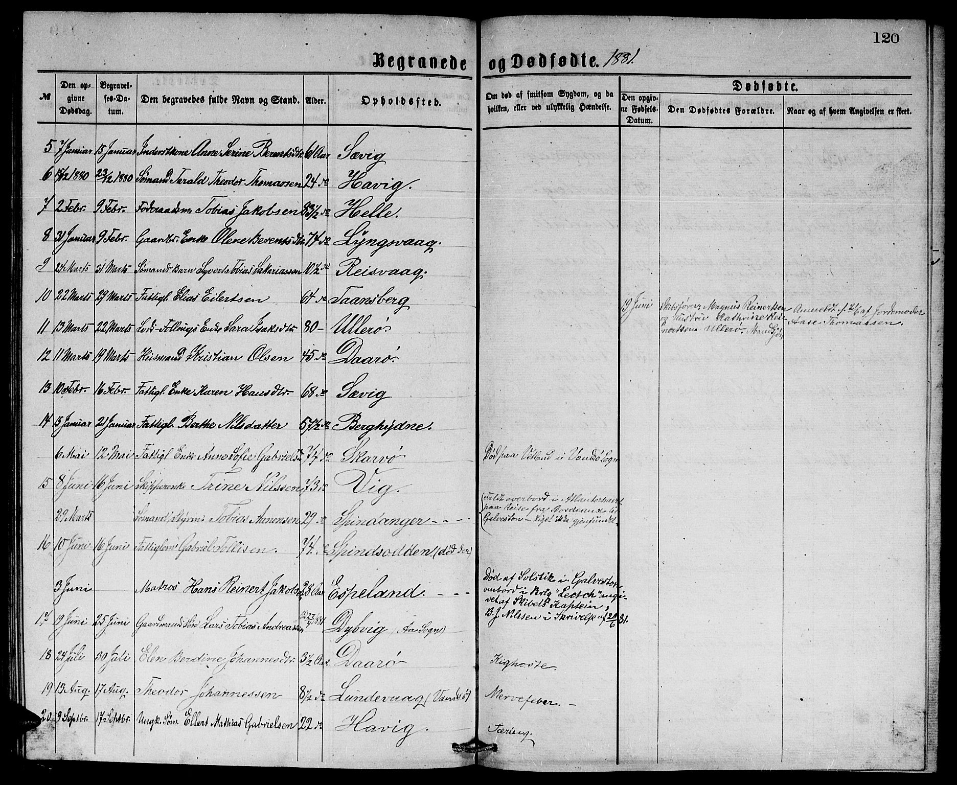 Herad sokneprestkontor, AV/SAK-1111-0018/F/Fb/Fbb/L0003: Parish register (copy) no. B 3, 1872-1889, p. 120