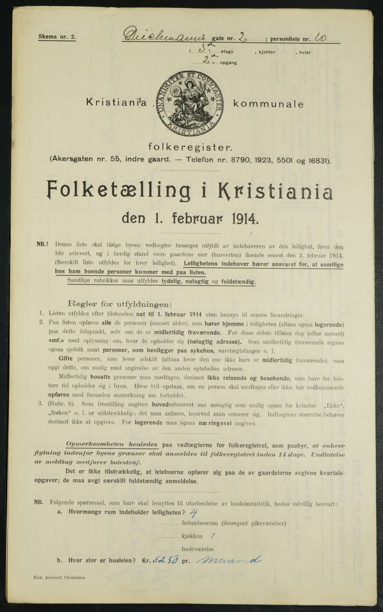 OBA, Municipal Census 1914 for Kristiania, 1914, p. 15539