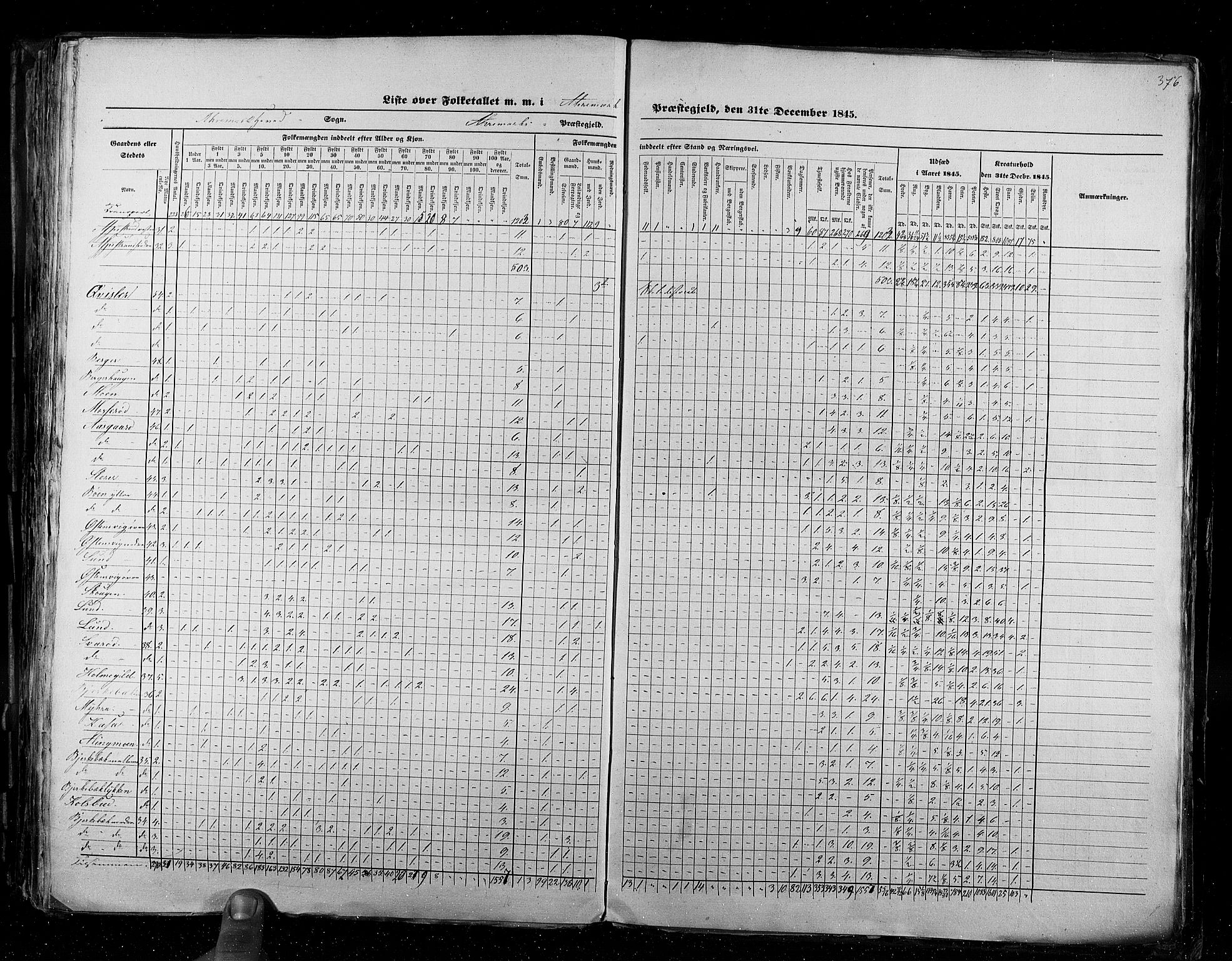 RA, Census 1845, vol. 2: Smålenenes amt og Akershus amt, 1845, p. 376