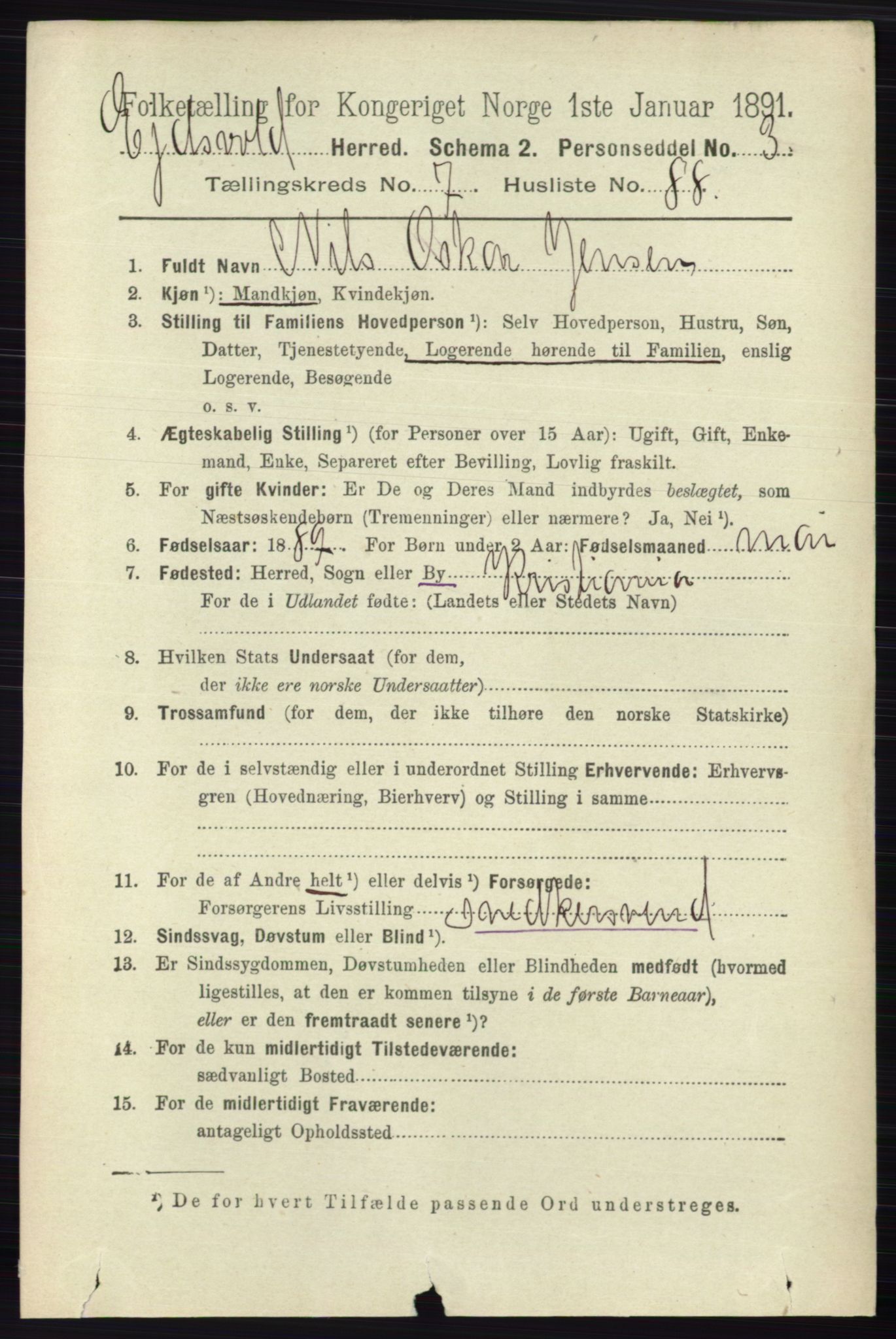 RA, 1891 census for 0237 Eidsvoll, 1891, p. 5099