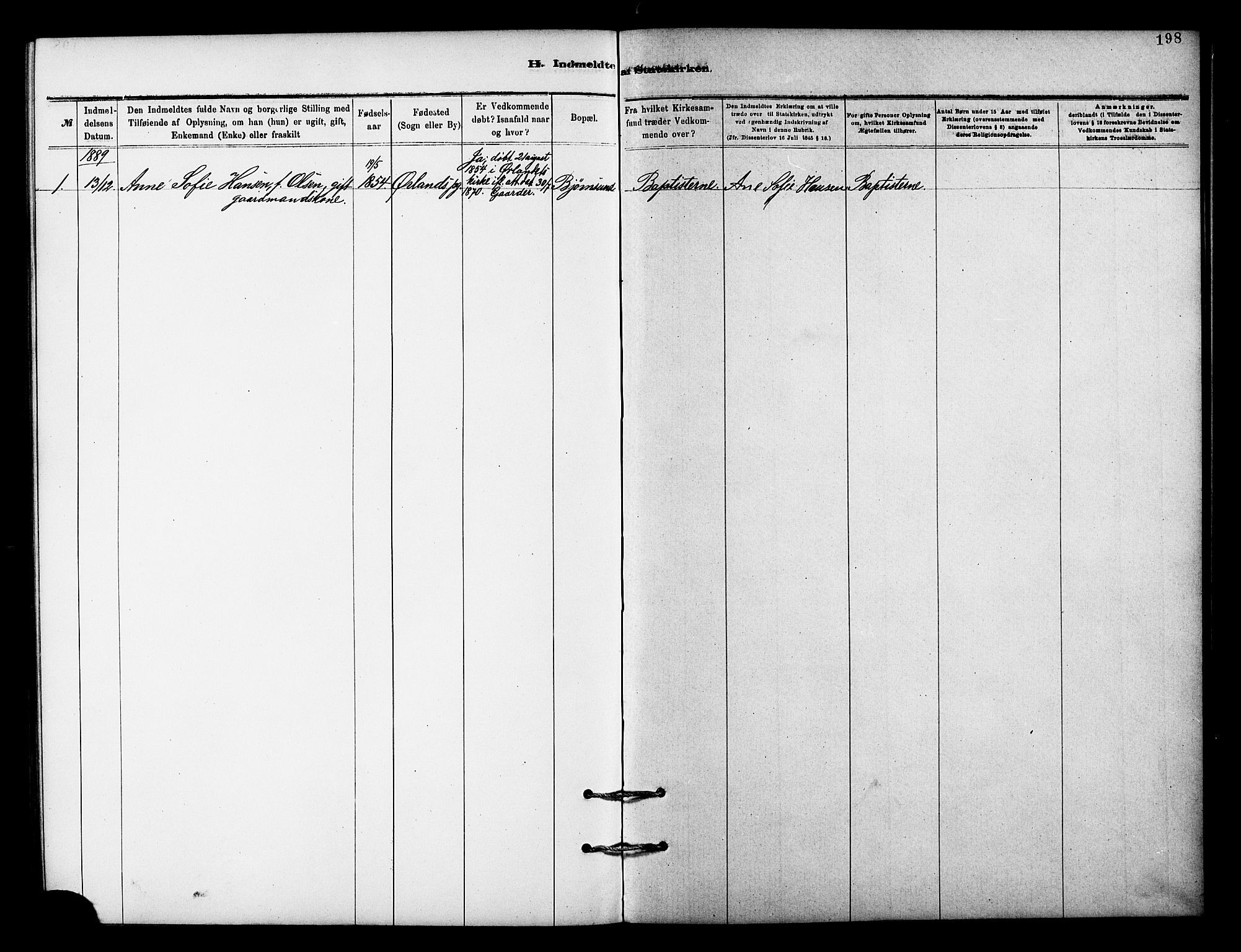 Målselv sokneprestembete, SATØ/S-1311/G/Ga/Gaa/L0009kirke: Parish register (official) no. 9, 1878-1889, p. 198