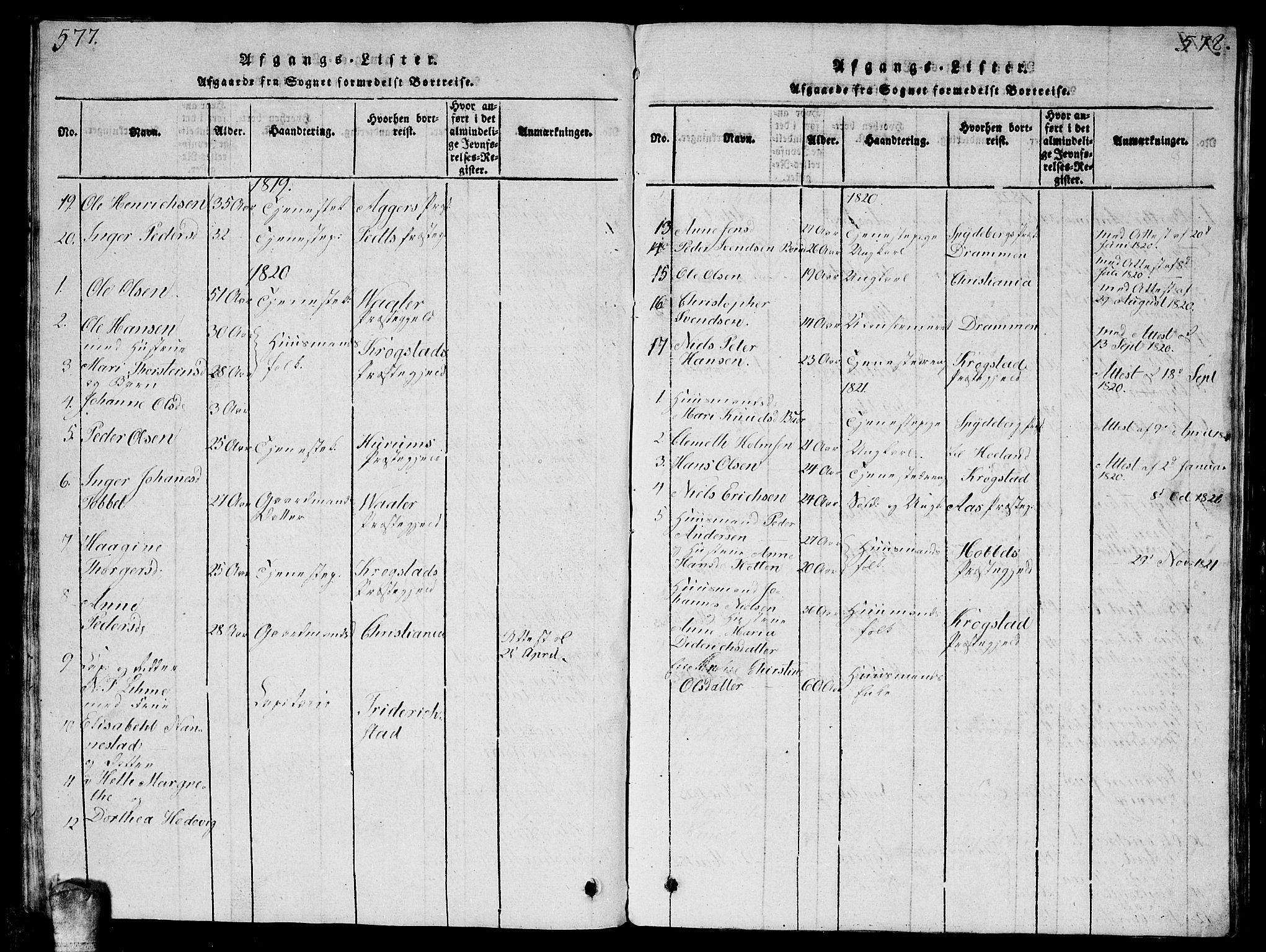 Enebakk prestekontor Kirkebøker, AV/SAO-A-10171c/G/Ga/L0001: Parish register (copy) no. I 1, 1815-1833, p. 577-578