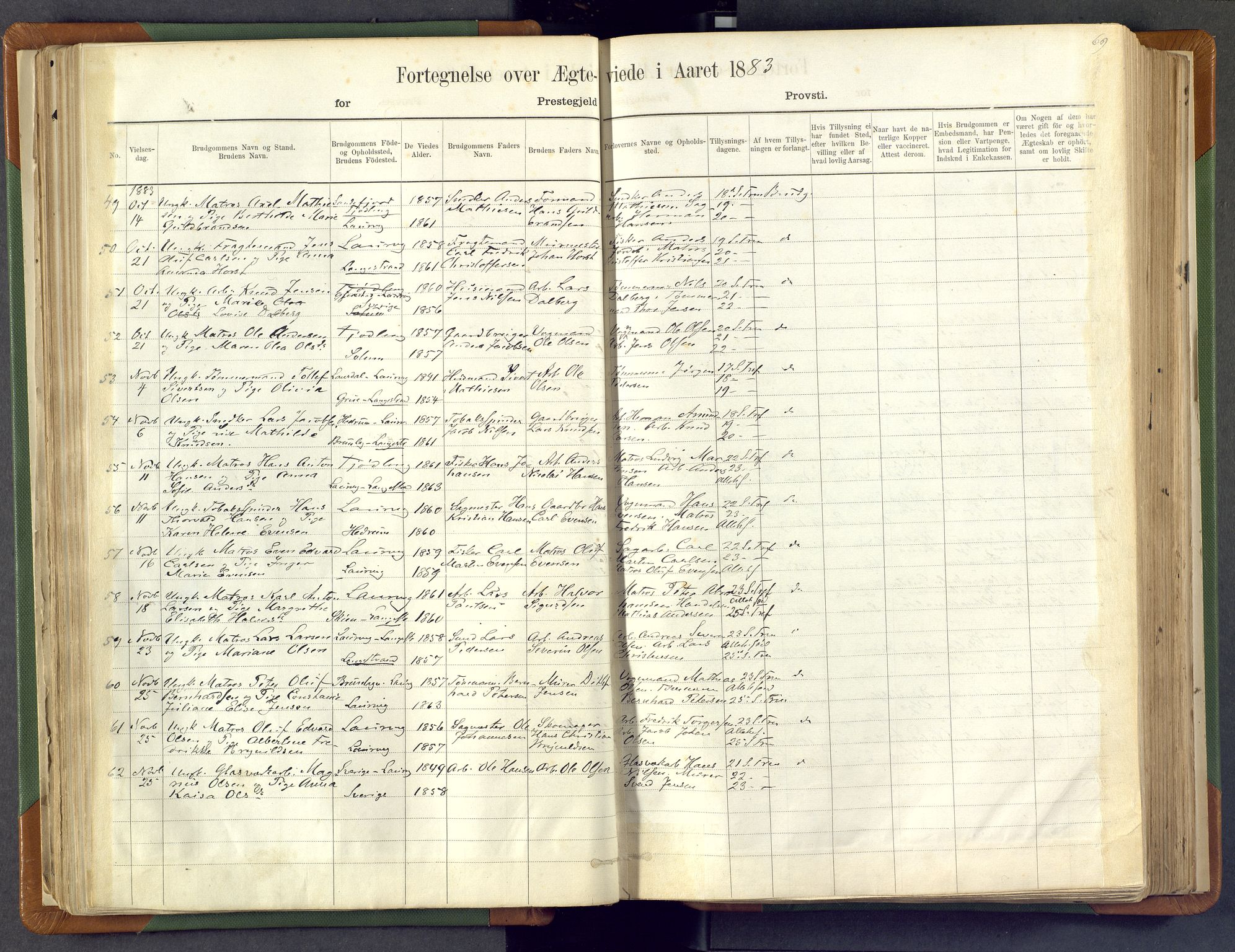 Larvik kirkebøker, AV/SAKO-A-352/F/Fa/L0007: Parish register (official) no. I 7, 1871-1883, p. 69