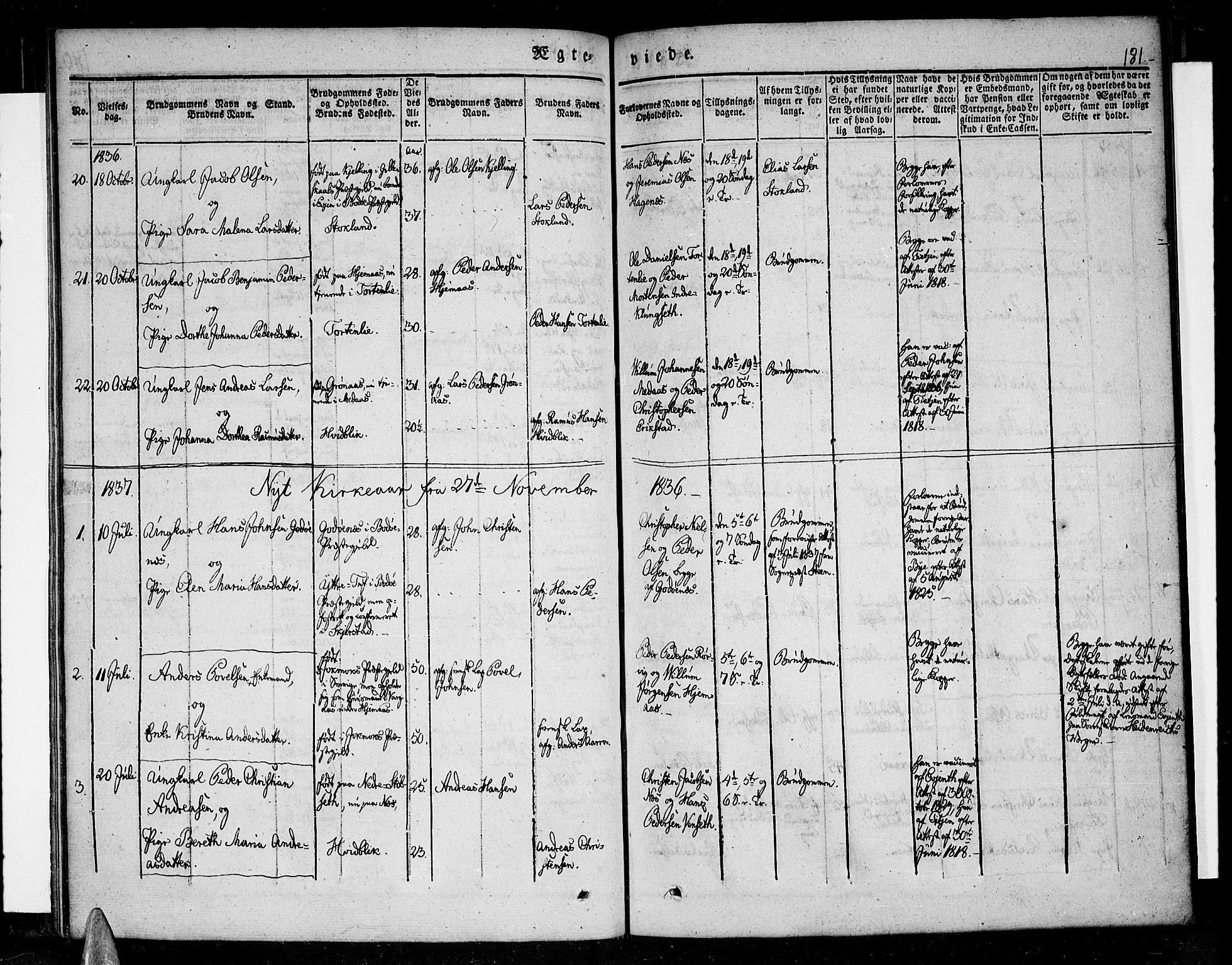 Ministerialprotokoller, klokkerbøker og fødselsregistre - Nordland, SAT/A-1459/852/L0737: Parish register (official) no. 852A07, 1833-1849, p. 181