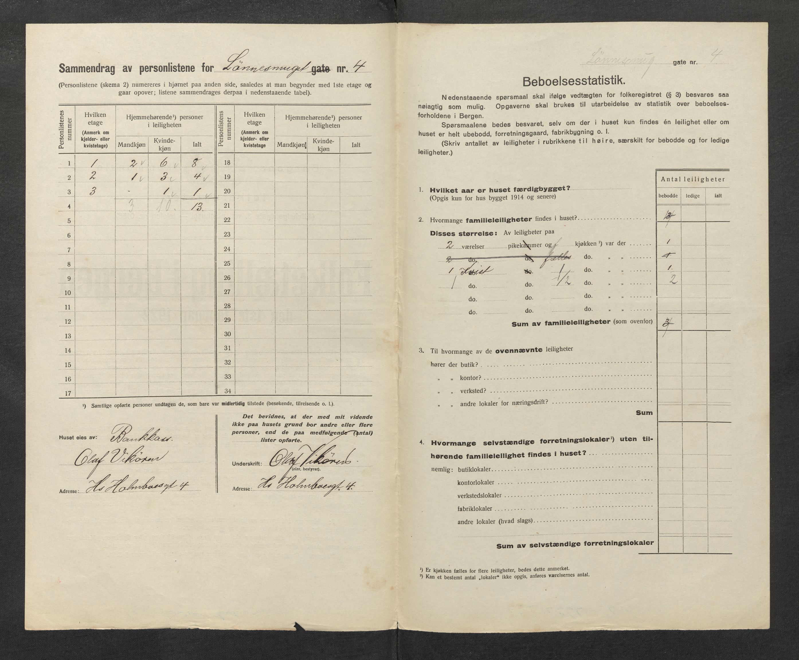 SAB, Municipal Census 1922 for Bergen, 1922, p. 23303