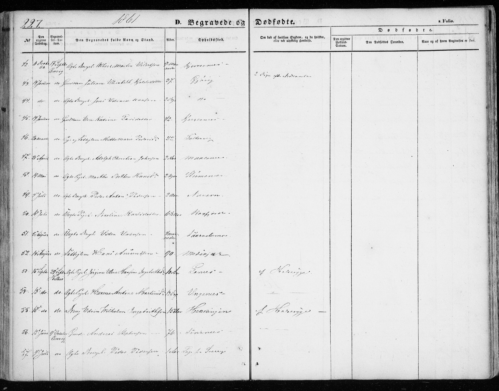 Lenvik sokneprestembete, SATØ/S-1310/H/Ha/Haa/L0007kirke: Parish register (official) no. 7, 1855-1865, p. 227