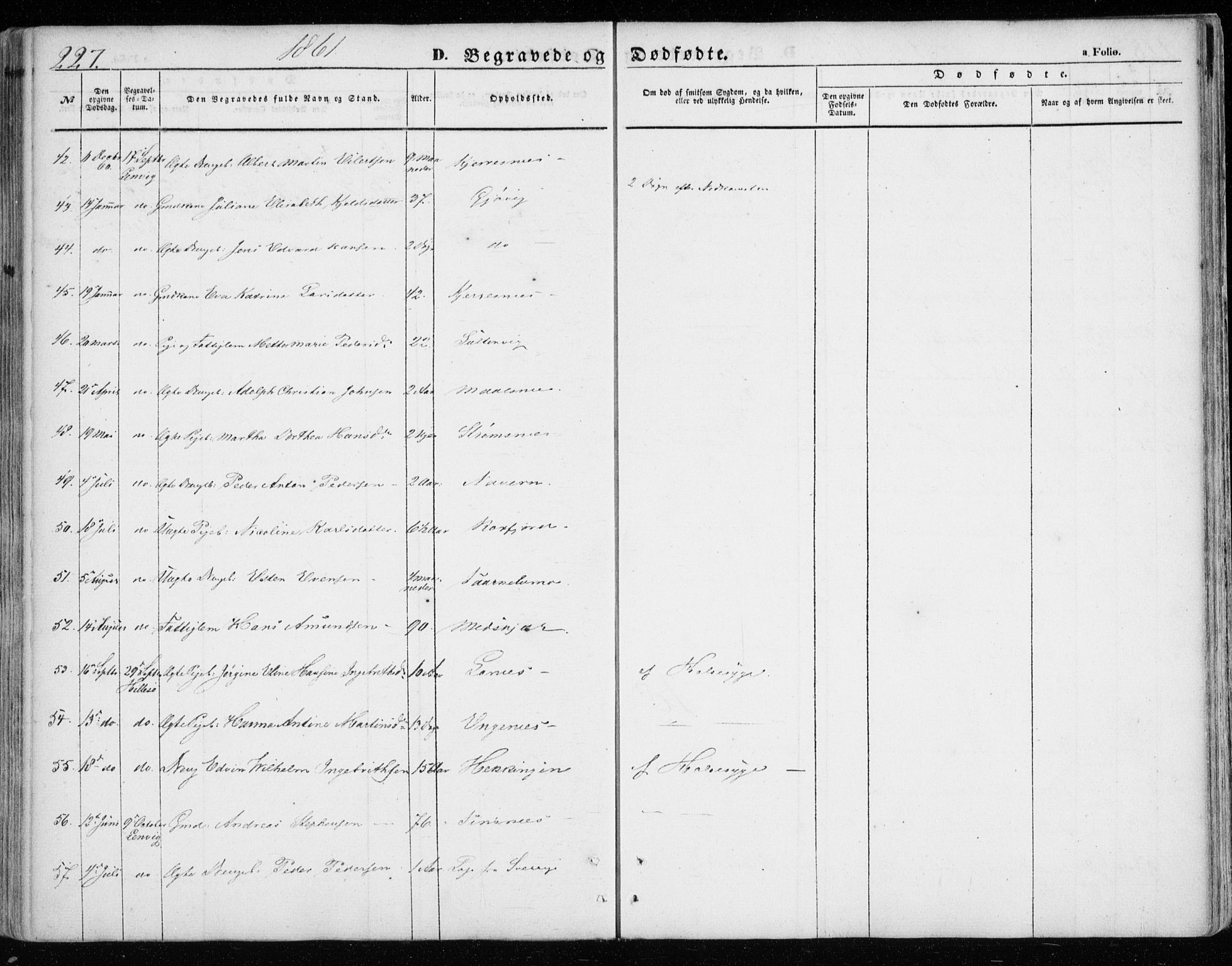 Lenvik sokneprestembete, AV/SATØ-S-1310/H/Ha/Haa/L0007kirke: Parish register (official) no. 7, 1855-1865, p. 227