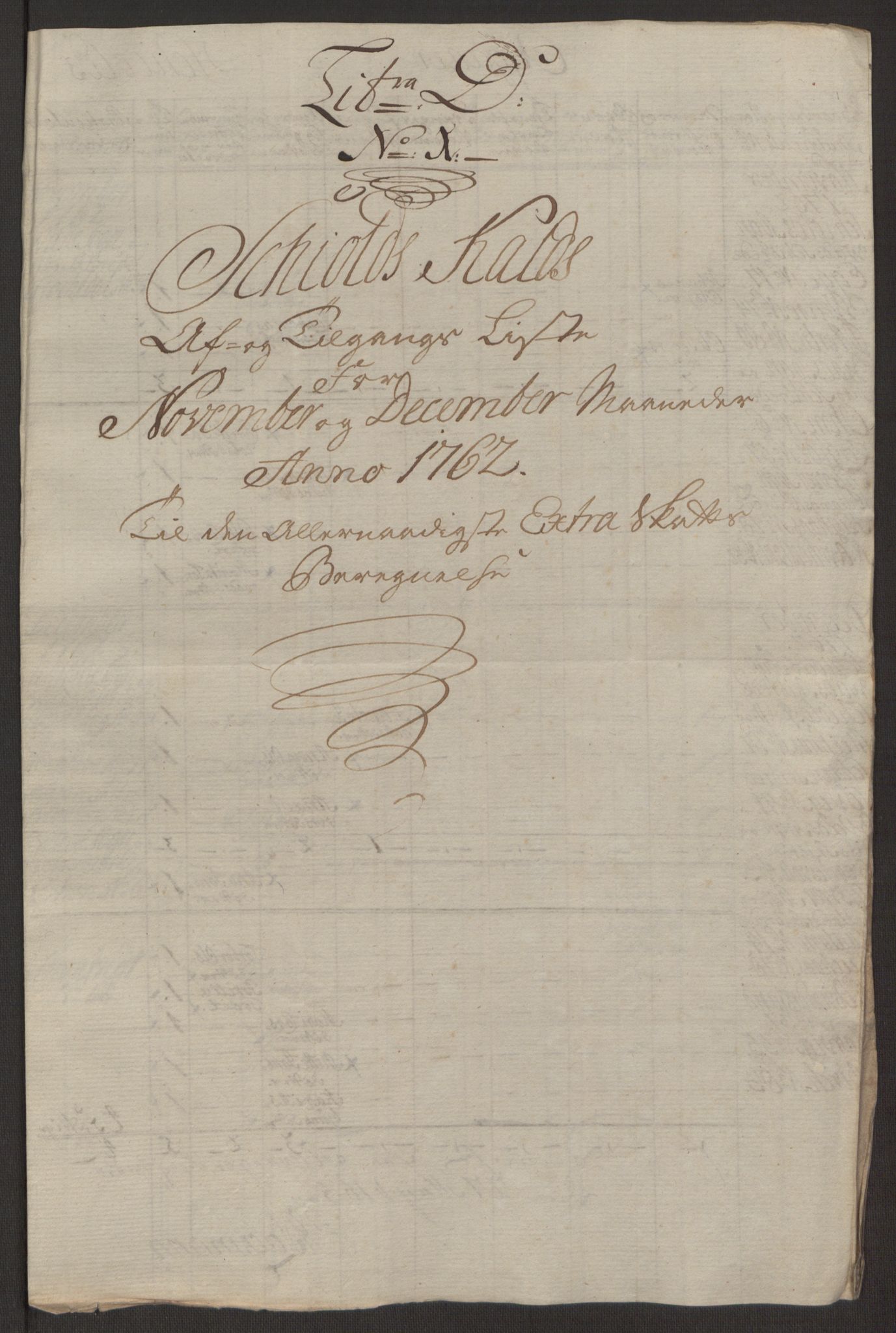 Rentekammeret inntil 1814, Reviderte regnskaper, Hovedkasseregnskaper, AV/RA-EA-4065/Rf/L0072b: Ekstraskatteregnskap, 1762, p. 240