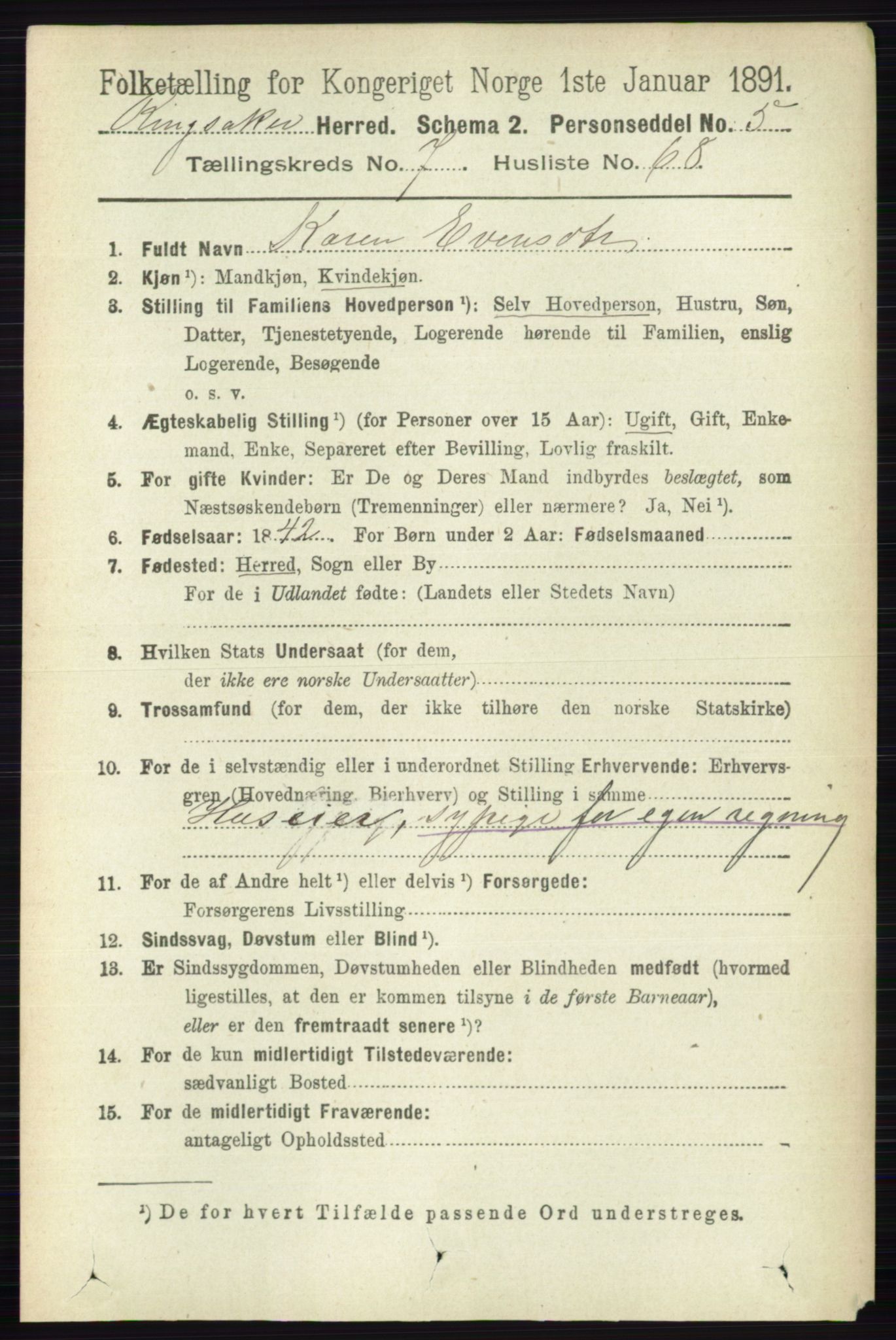 RA, 1891 census for 0412 Ringsaker, 1891, p. 4347