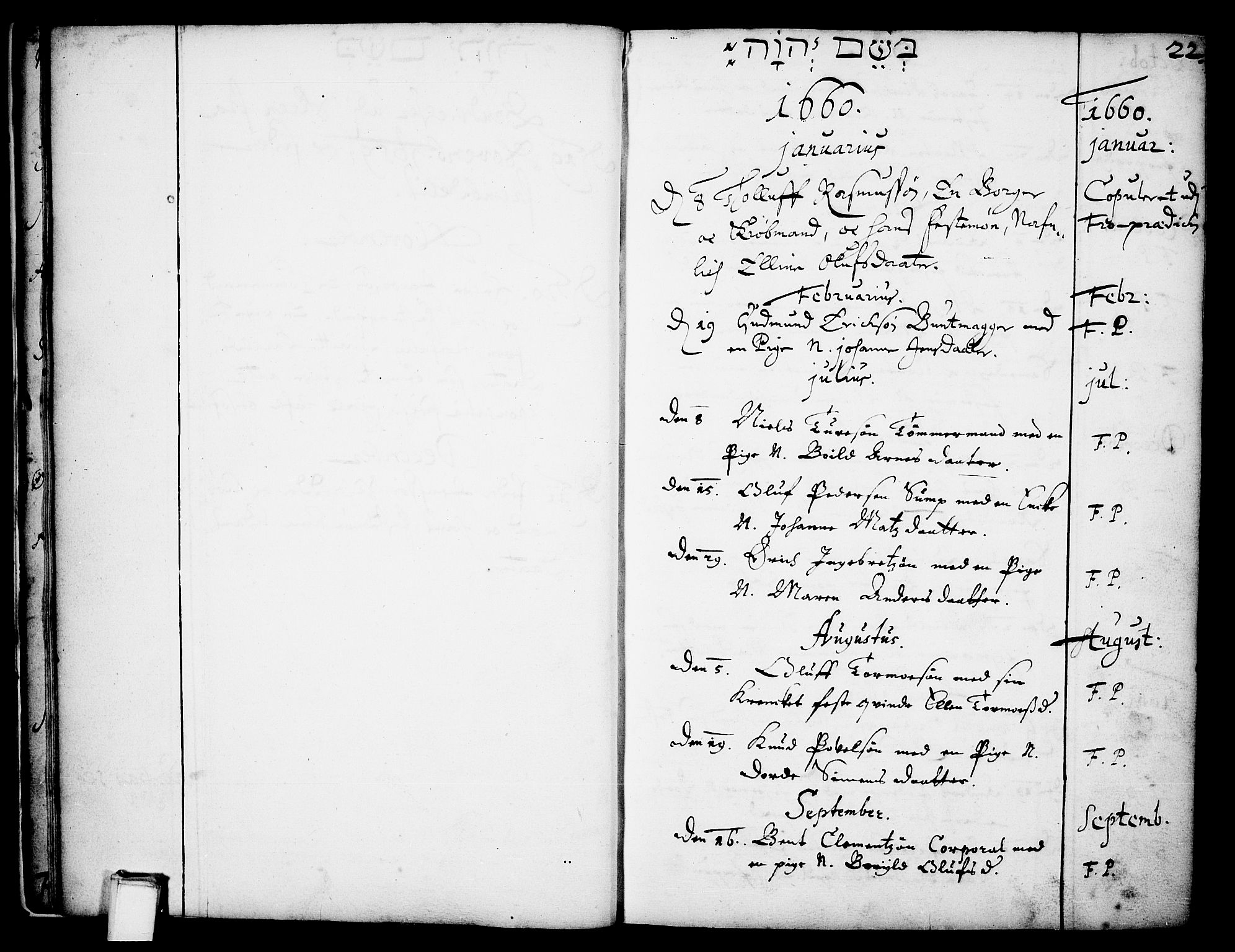 Skien kirkebøker, SAKO/A-302/F/Fa/L0001: Parish register (official) no. 1, 1659-1679, p. 22