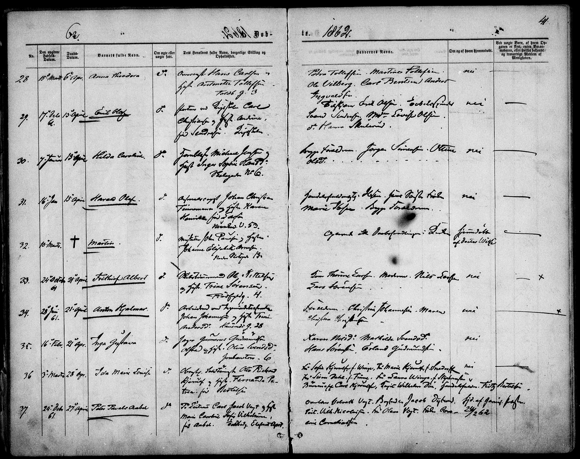 Garnisonsmenigheten Kirkebøker, AV/SAO-A-10846/F/Fa/L0010: Parish register (official) no. 10, 1859-1869, p. 41