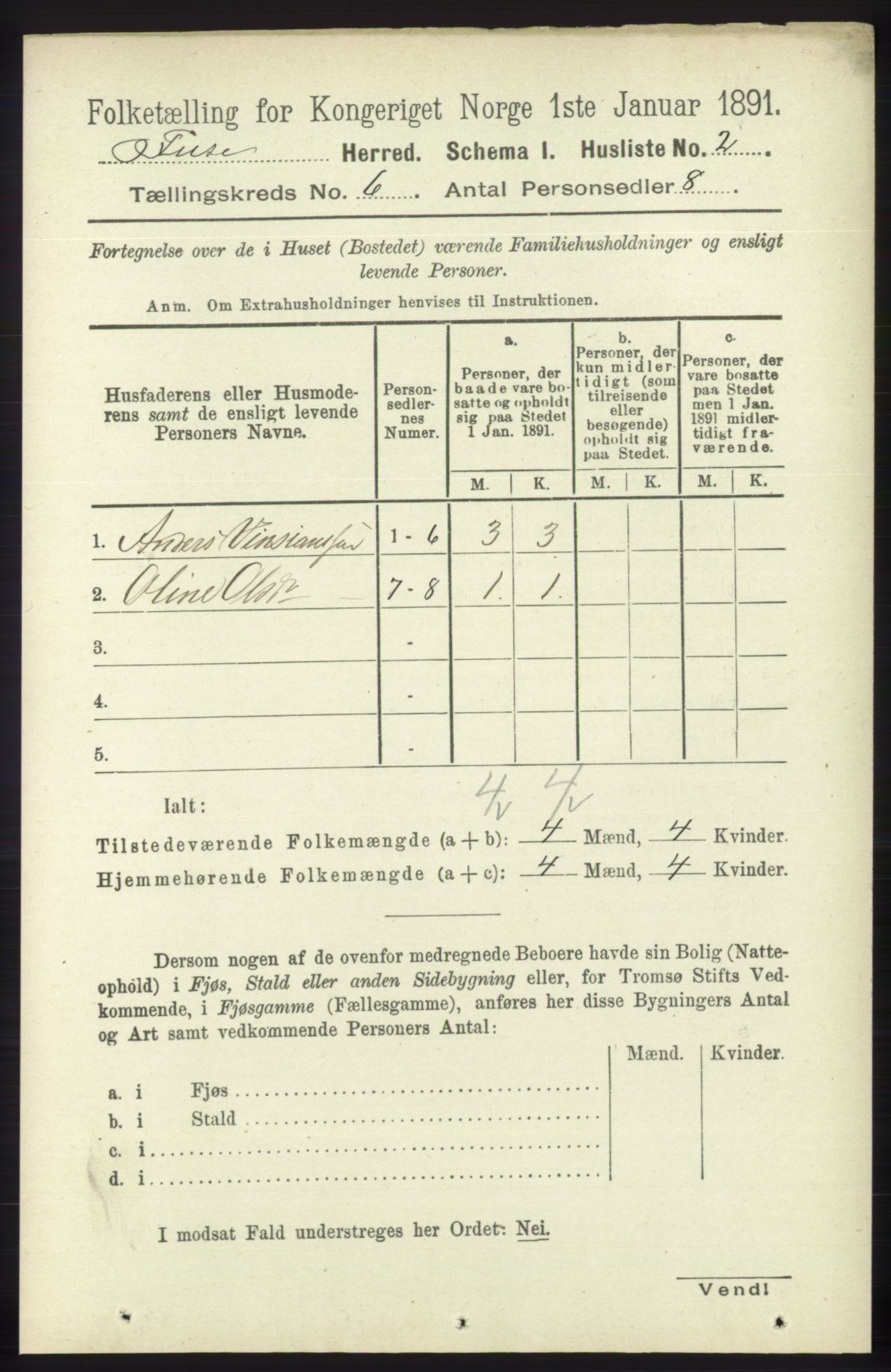 RA, 1891 census for 1241 Fusa, 1891, p. 1044