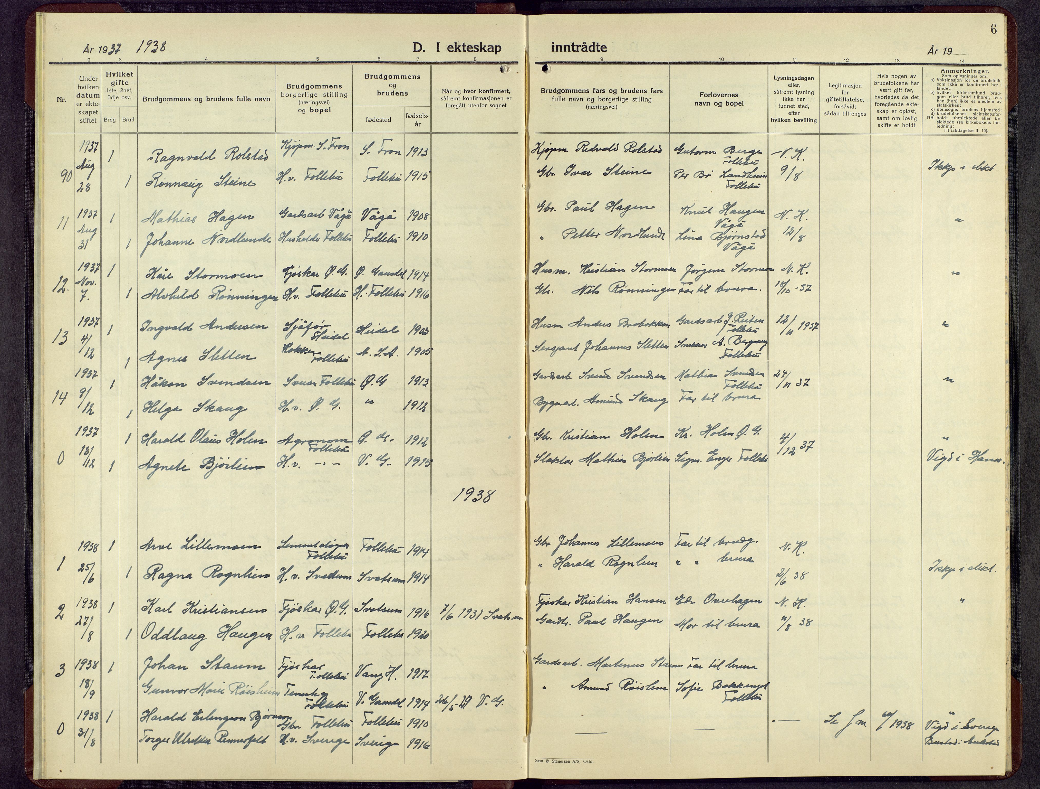 Østre Gausdal prestekontor, AV/SAH-PREST-092/H/Ha/Hab/L0010: Parish register (copy) no. 10, 1936-1962, p. 6