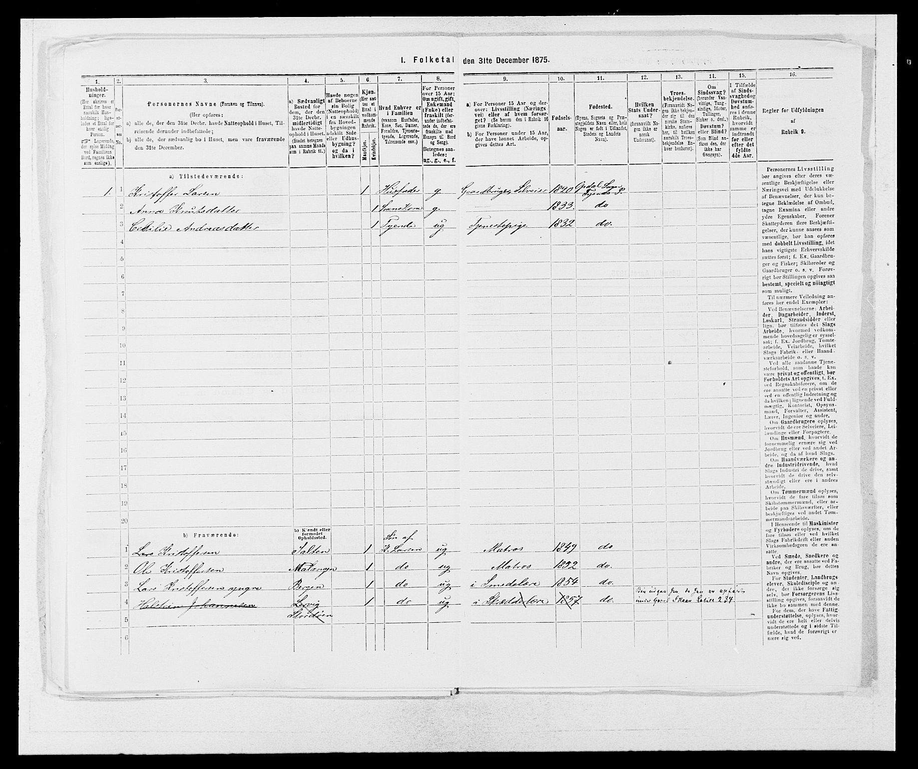 SAB, 1875 census for 1223P Tysnes, 1875, p. 767