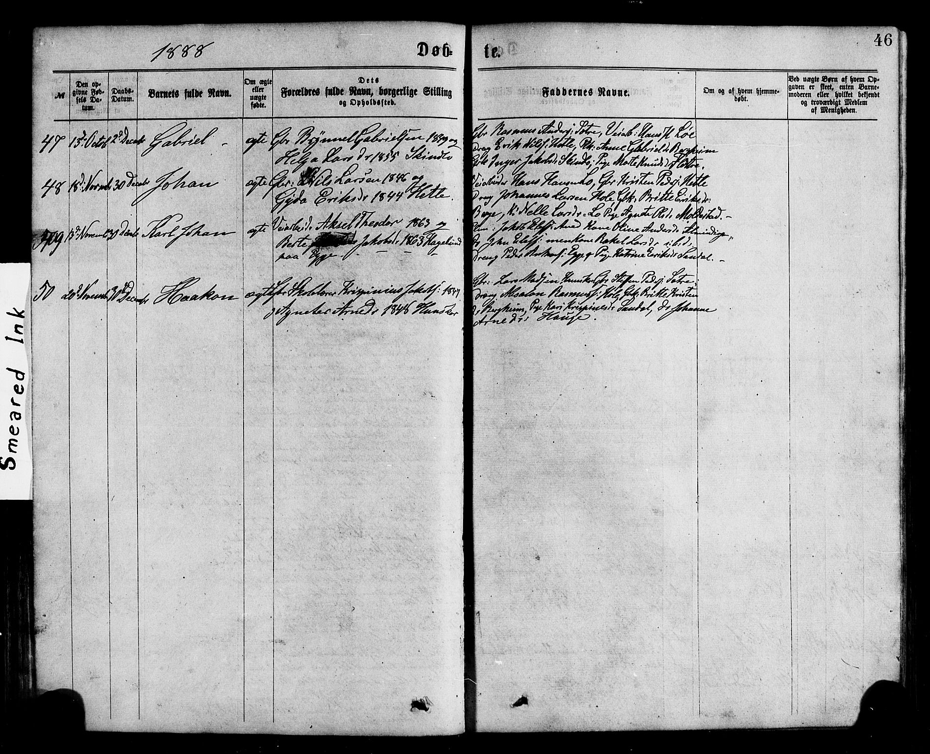 Gloppen sokneprestembete, SAB/A-80101/H/Hab/Habc/L0001: Parish register (copy) no. C 1, 1872-1896, p. 46