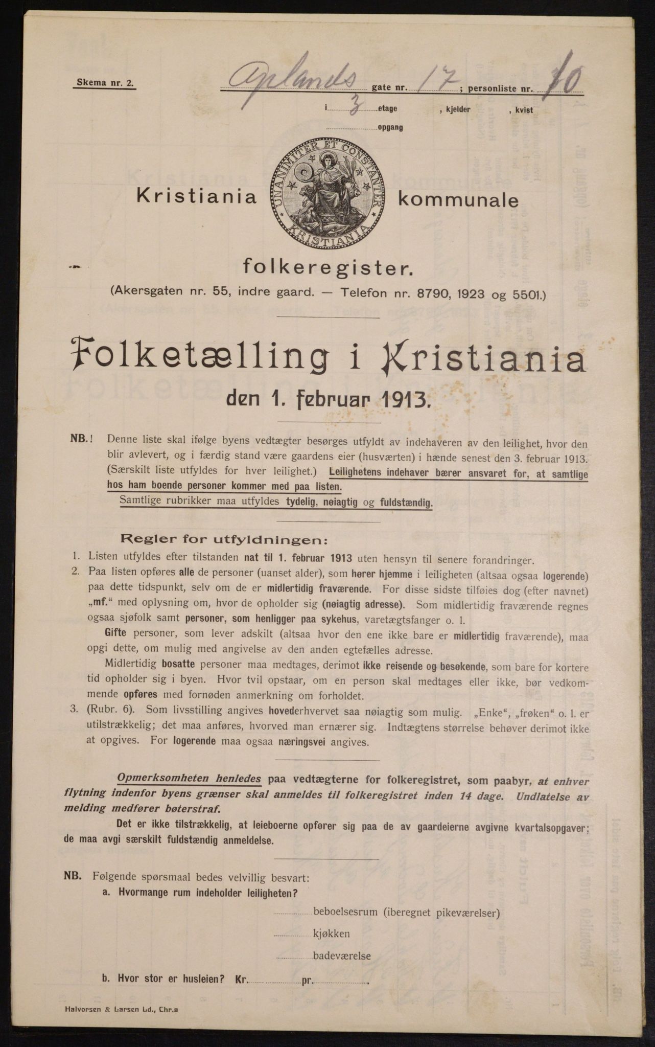 OBA, Municipal Census 1913 for Kristiania, 1913, p. 76019