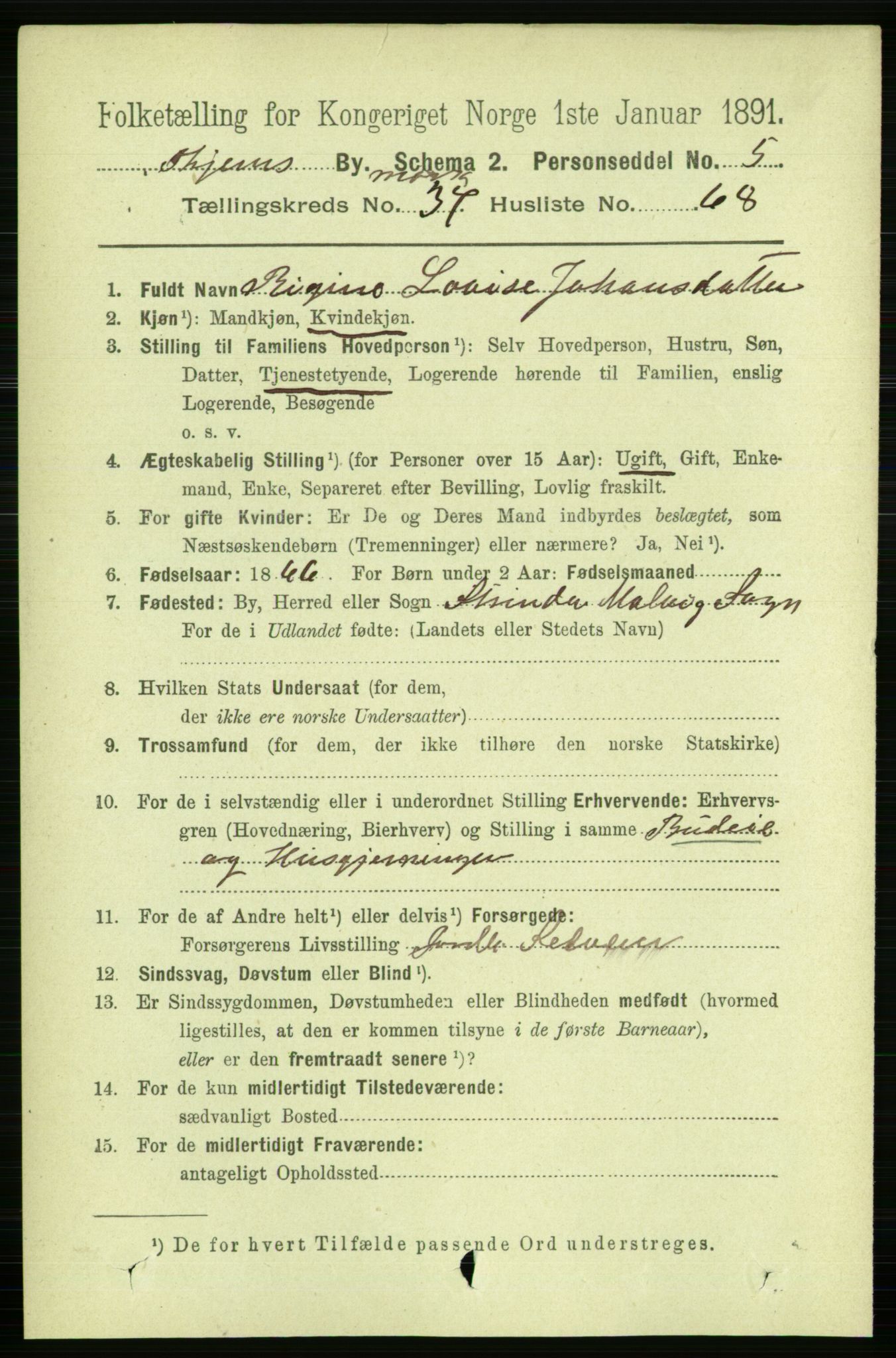 RA, 1891 census for 1601 Trondheim, 1891, p. 28539