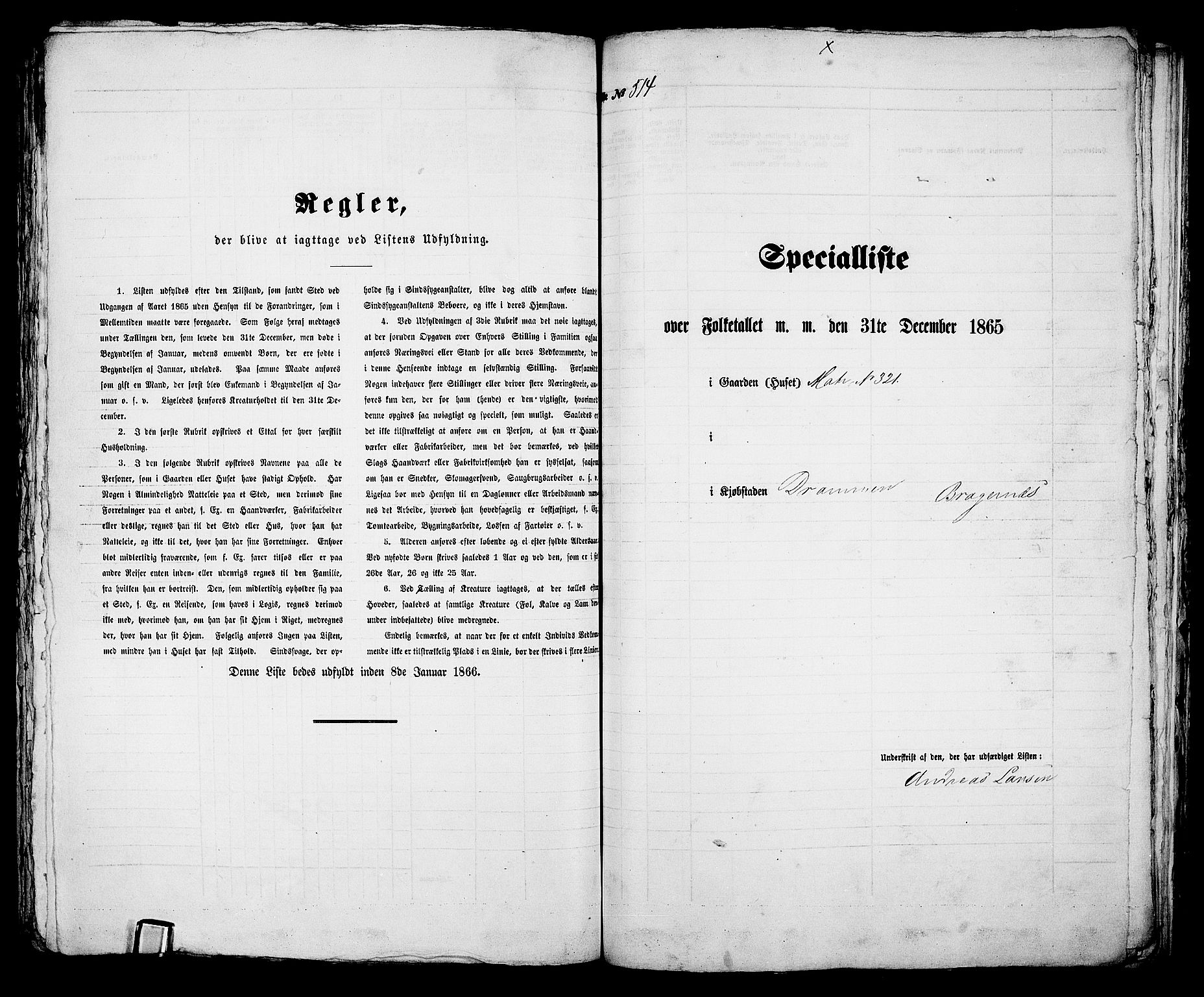 RA, 1865 census for Bragernes in Drammen, 1865, p. 1071