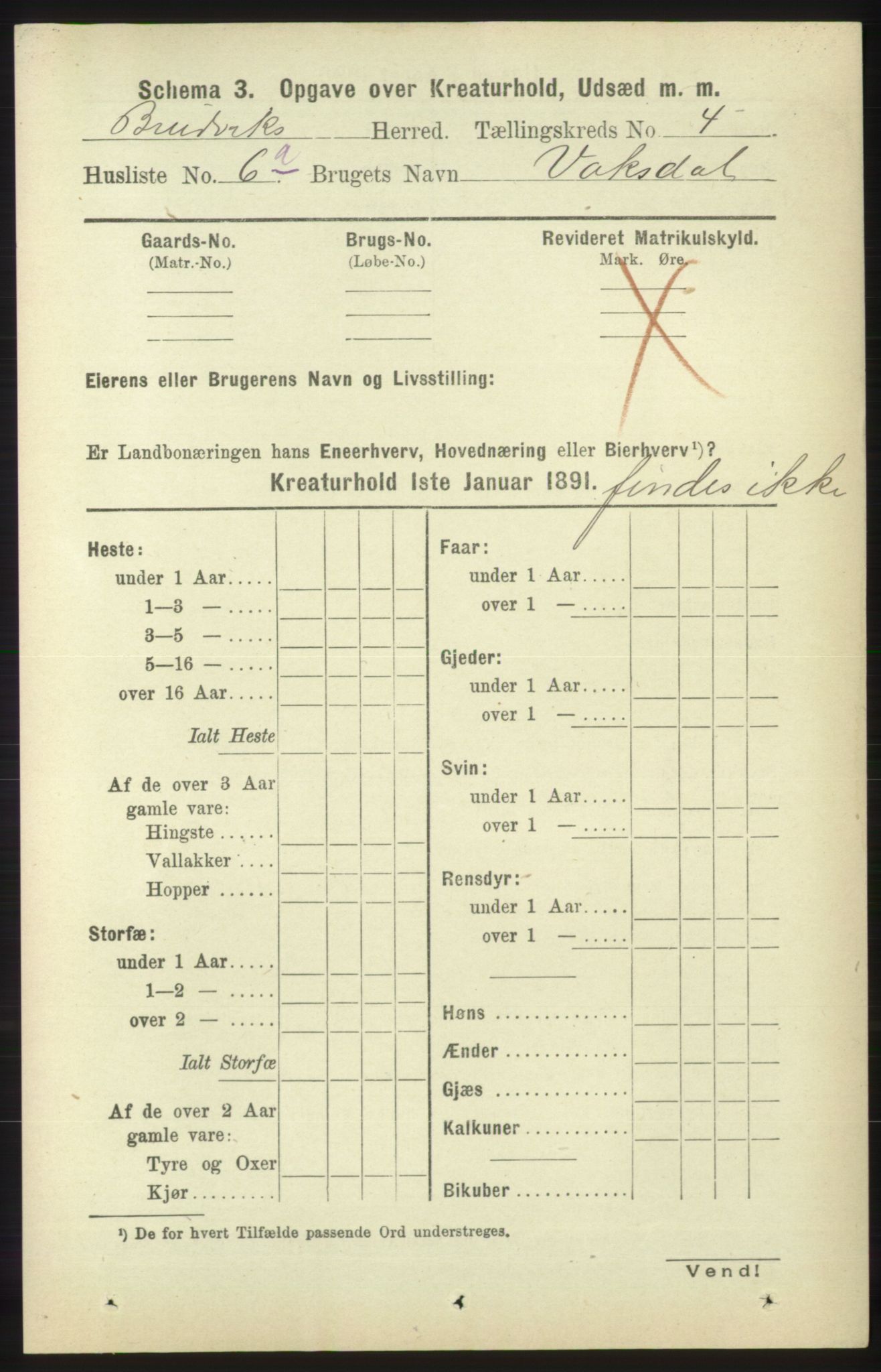 RA, 1891 census for 1251 Bruvik, 1891, p. 4404