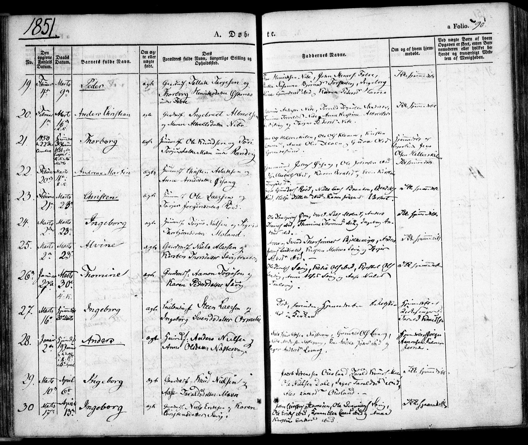 Søndeled sokneprestkontor, AV/SAK-1111-0038/F/Fa/L0002: Parish register (official) no. A 2, 1839-1860, p. 90