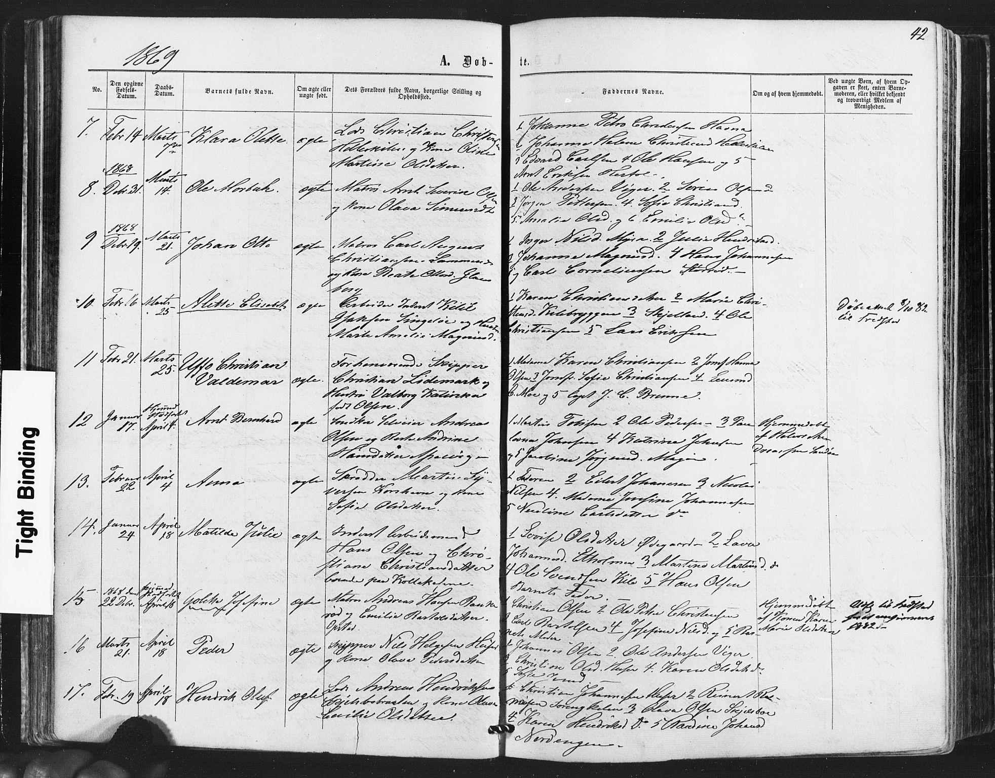 Hvaler prestekontor Kirkebøker, AV/SAO-A-2001/F/Fa/L0007: Parish register (official) no. I 7, 1864-1878, p. 42