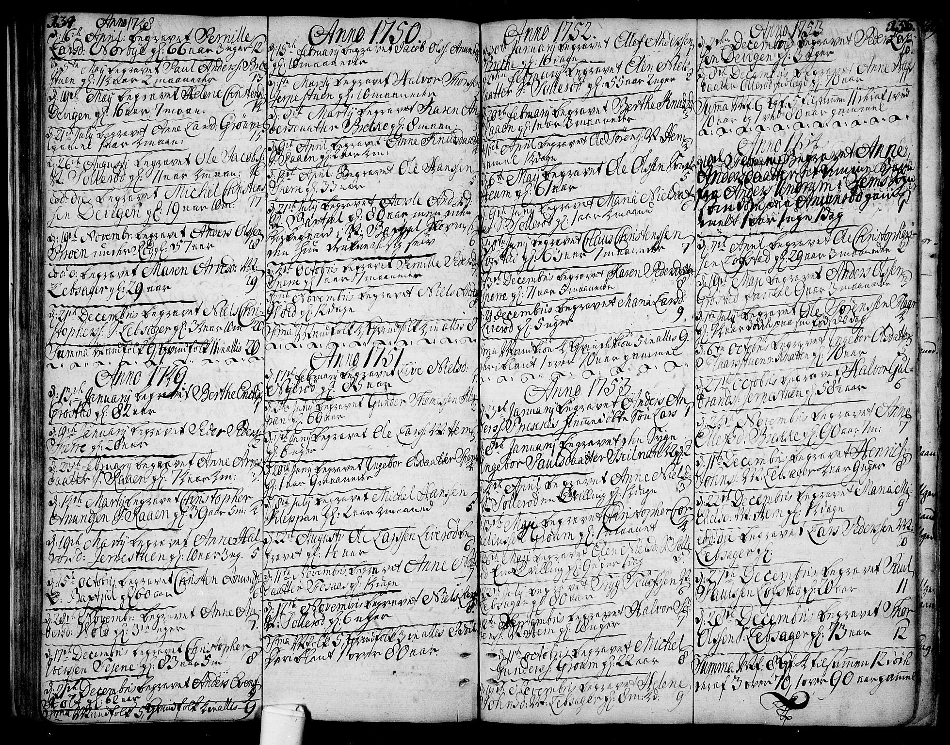 Våle kirkebøker, SAKO/A-334/F/Fa/L0004: Parish register (official) no. I 4 /1, 1732-1773, p. 134-135