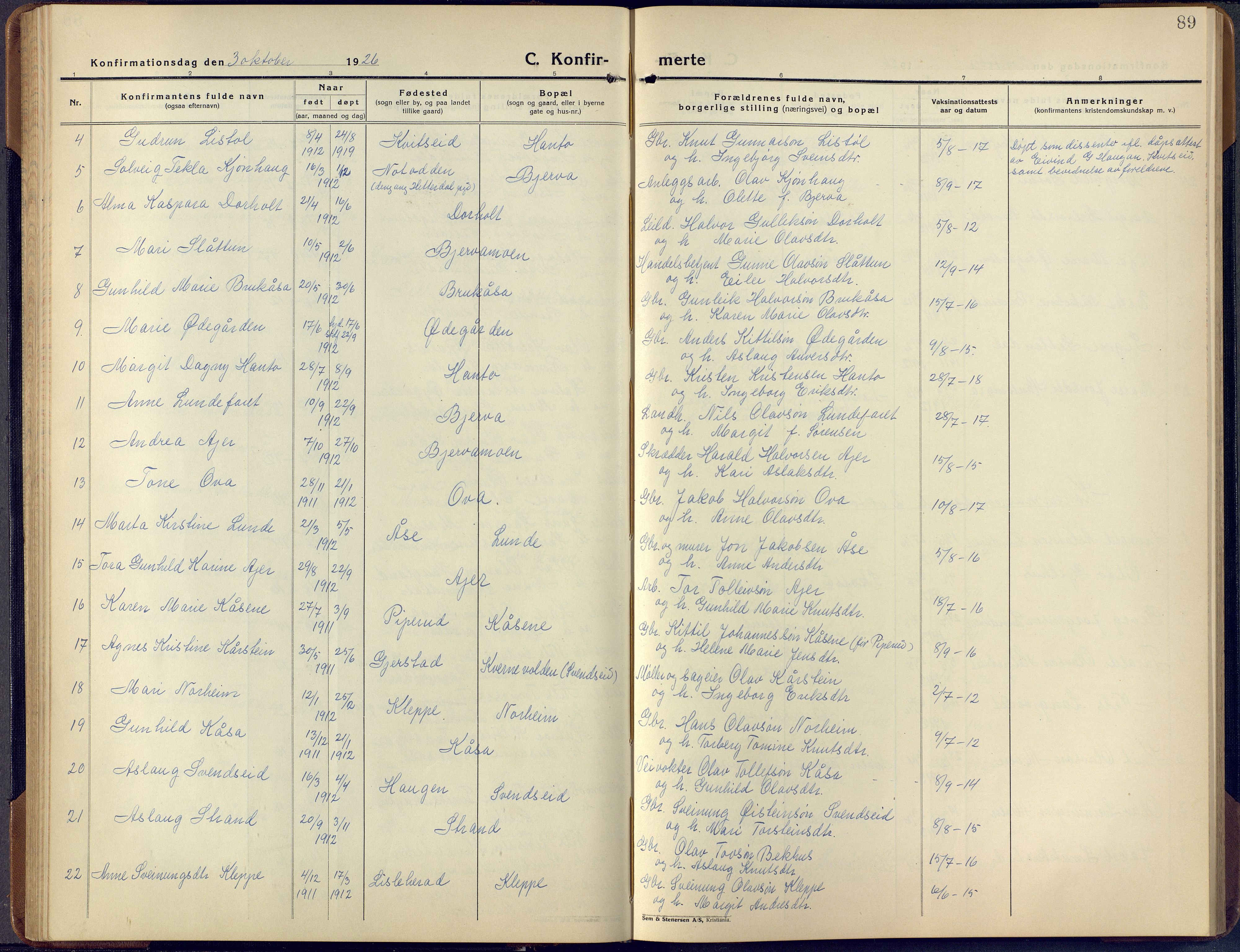 Lunde kirkebøker, SAKO/A-282/F/Fa/L0006: Parish register (official) no. I 6, 1922-1940, p. 89