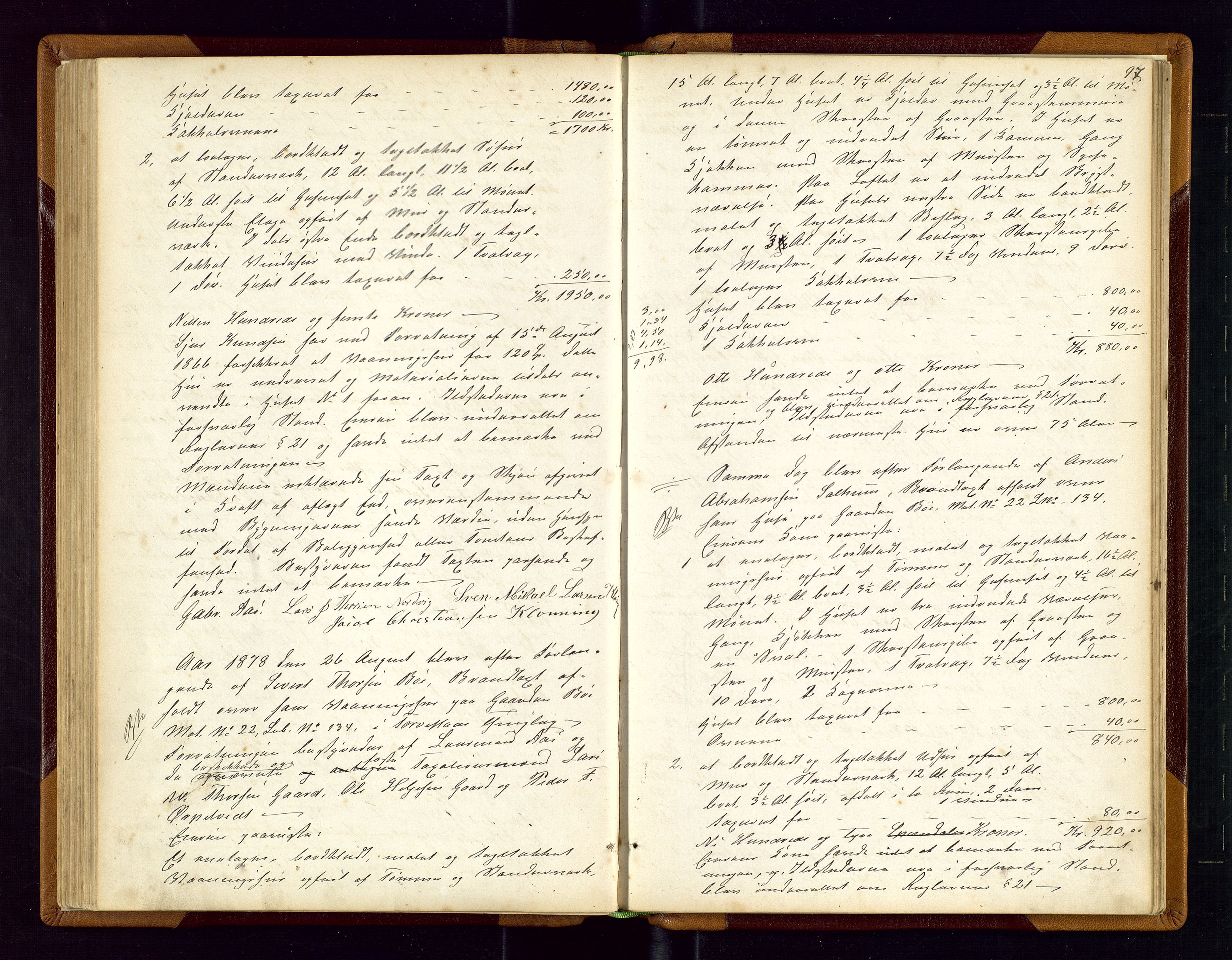 Torvestad lensmannskontor, AV/SAST-A-100307/1/Goa/L0001: "Brandtaxationsprotokol for Torvestad Thinglag", 1867-1883, p. 96b-97a