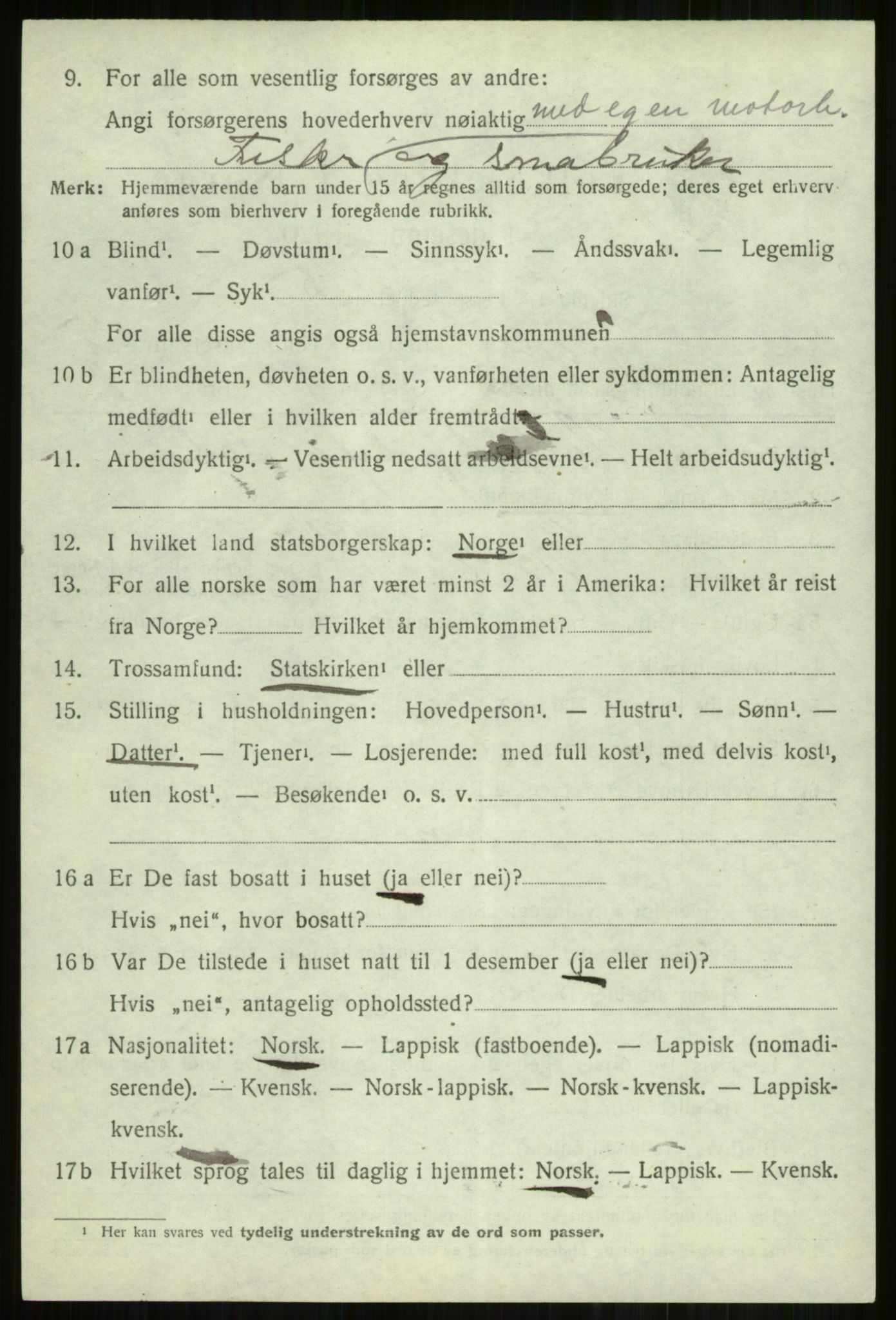 SATØ, 1920 census for Lyngen, 1920, p. 13006