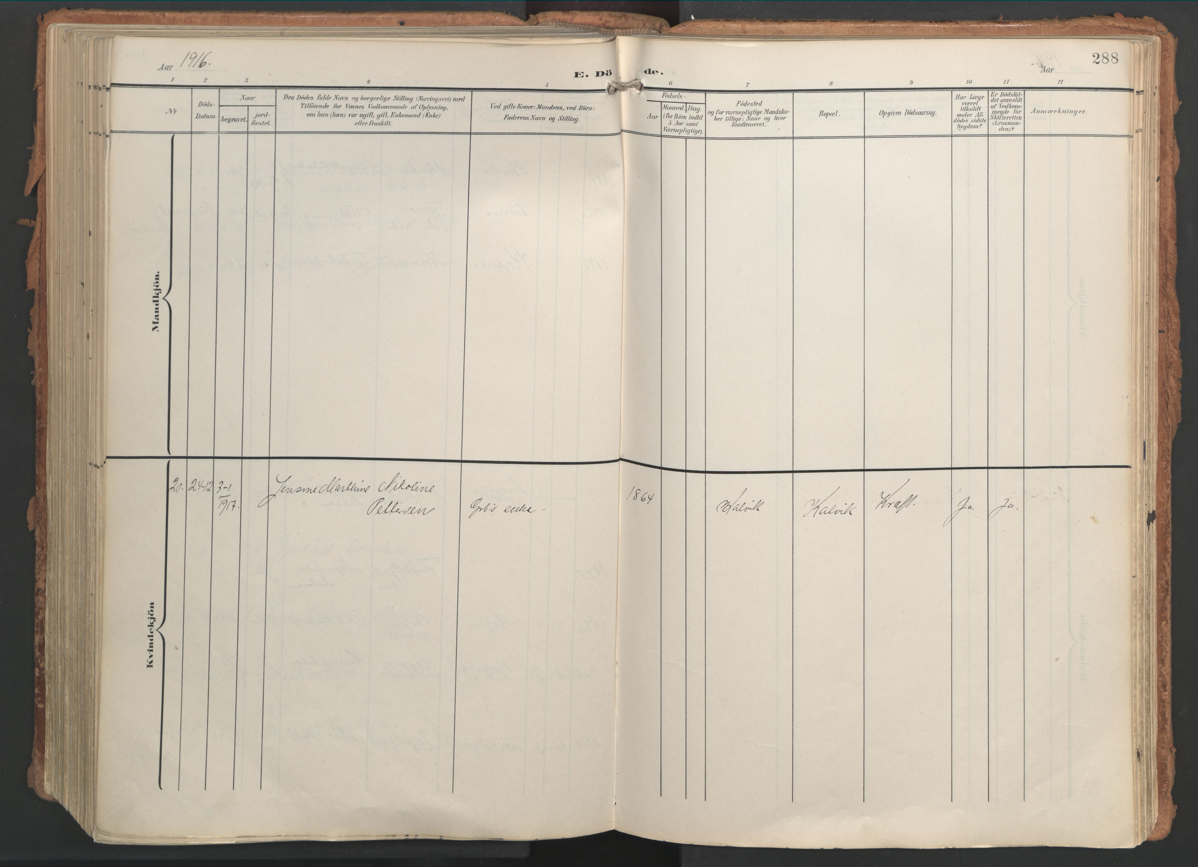 Ministerialprotokoller, klokkerbøker og fødselsregistre - Nordland, AV/SAT-A-1459/861/L0871: Parish register (official) no. 861A06, 1903-1916, p. 288