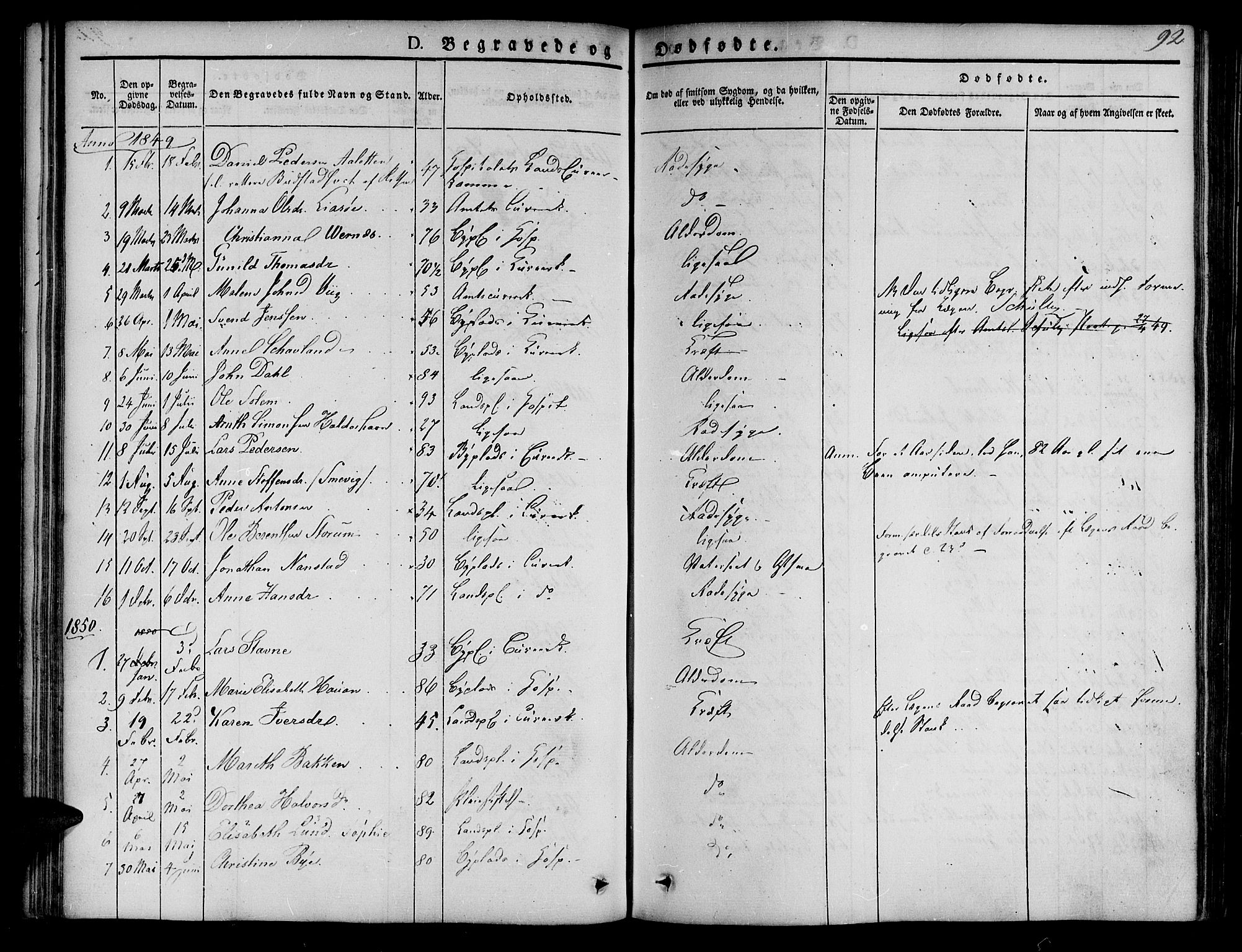 Ministerialprotokoller, klokkerbøker og fødselsregistre - Sør-Trøndelag, SAT/A-1456/623/L0468: Parish register (official) no. 623A02, 1826-1867, p. 92