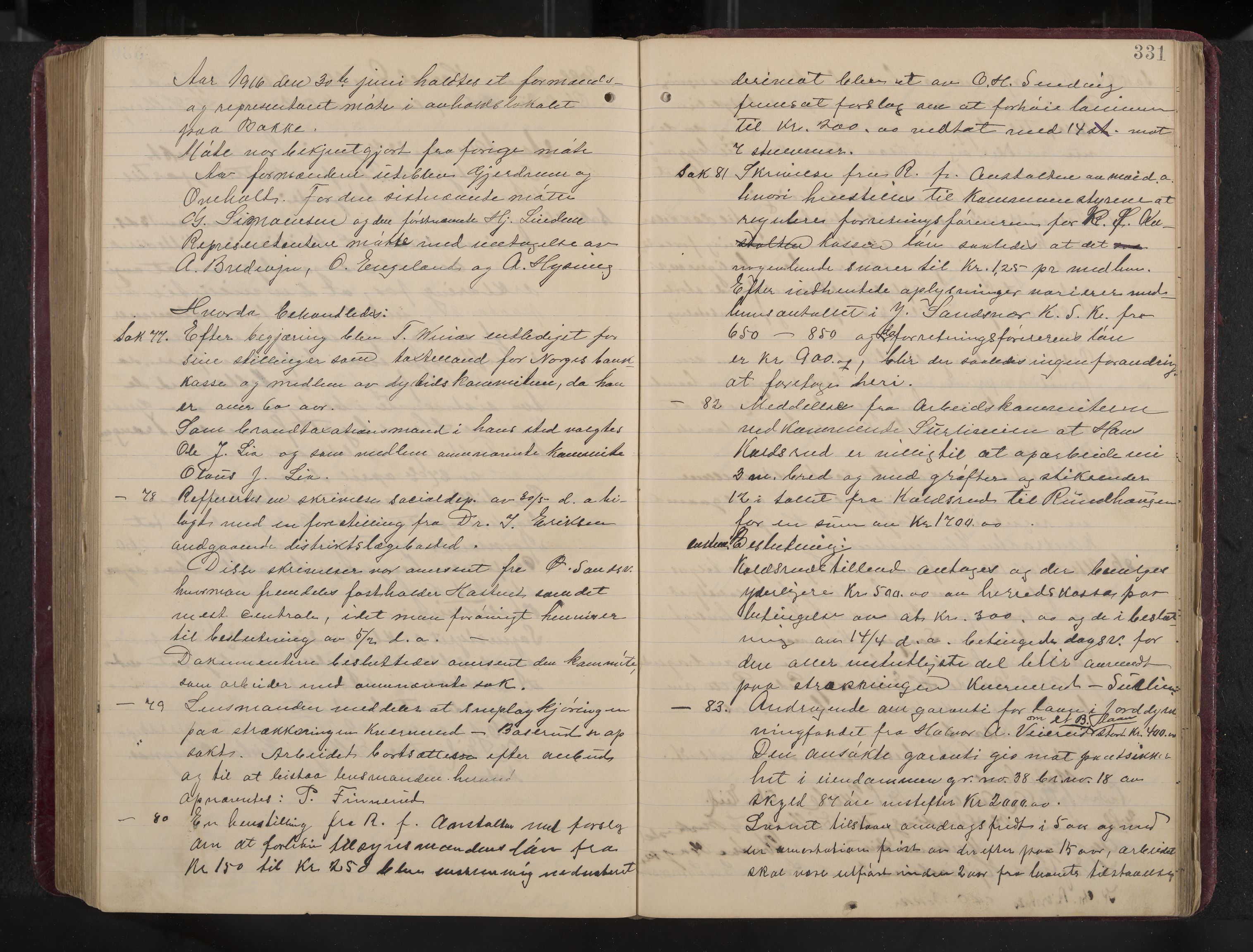 Ytre Sandsvær formannskap og sentraladministrasjon, IKAK/0629021/A/Aa/L0001: Møtebok med register, 1902-1919, p. 331