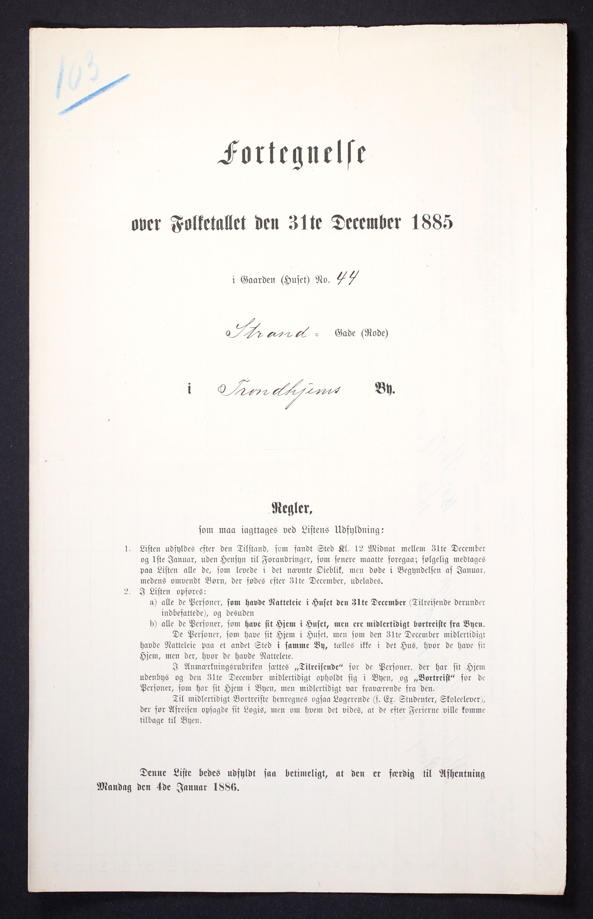 SAT, 1885 census for 1601 Trondheim, 1885, p. 697