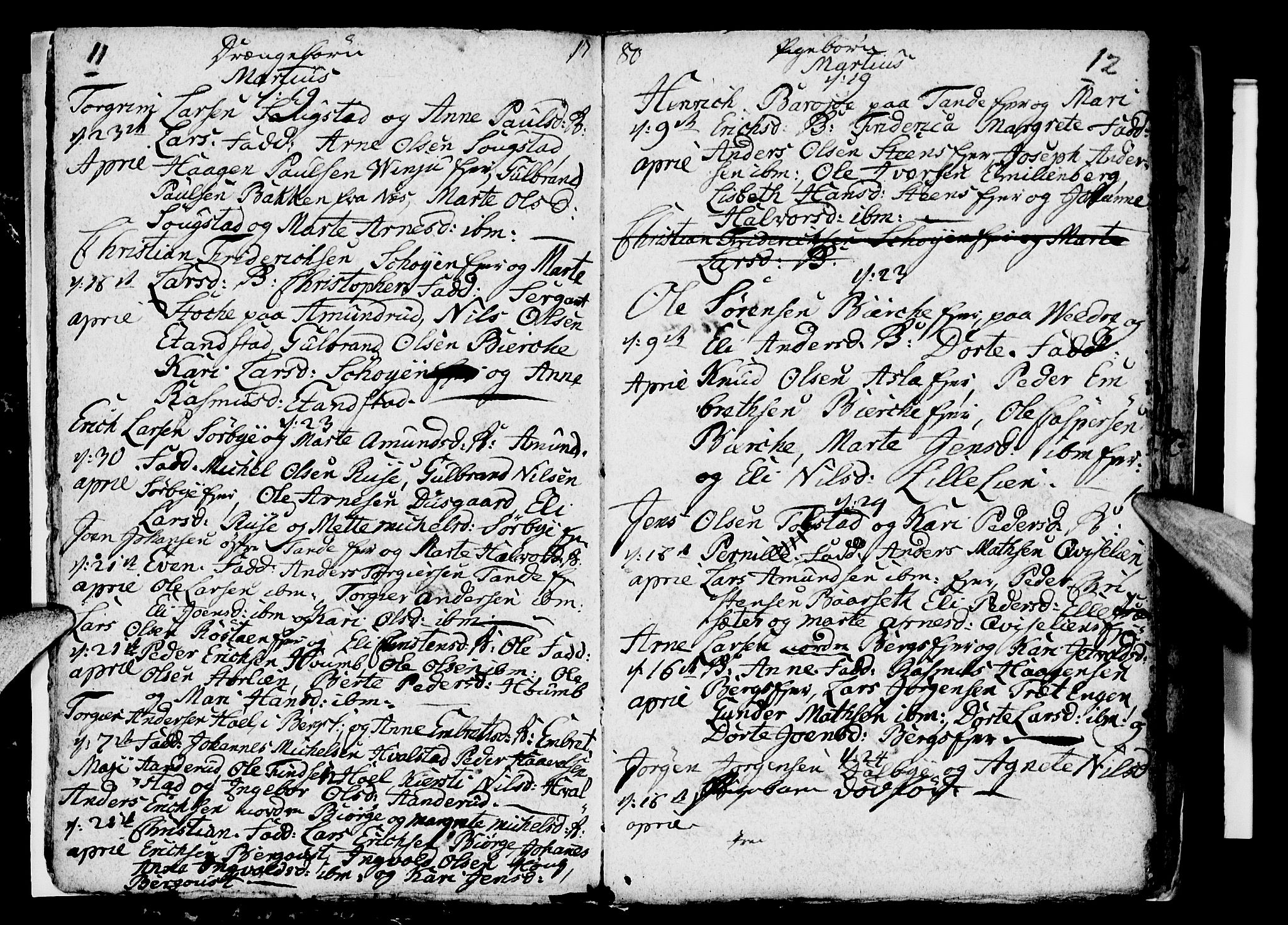 Ringsaker prestekontor, AV/SAH-PREST-014/I/Ia/L0005/0003: Parish register draft no. 5.3, 1780-1784, p. 11-12