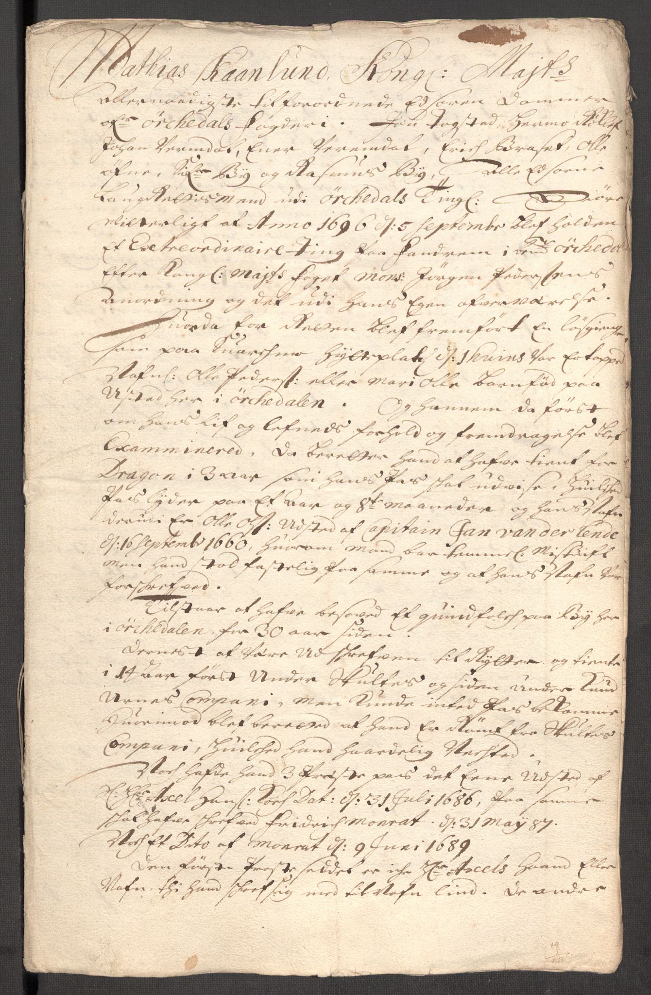 Rentekammeret inntil 1814, Reviderte regnskaper, Fogderegnskap, AV/RA-EA-4092/R60/L3946: Fogderegnskap Orkdal og Gauldal, 1696, p. 233