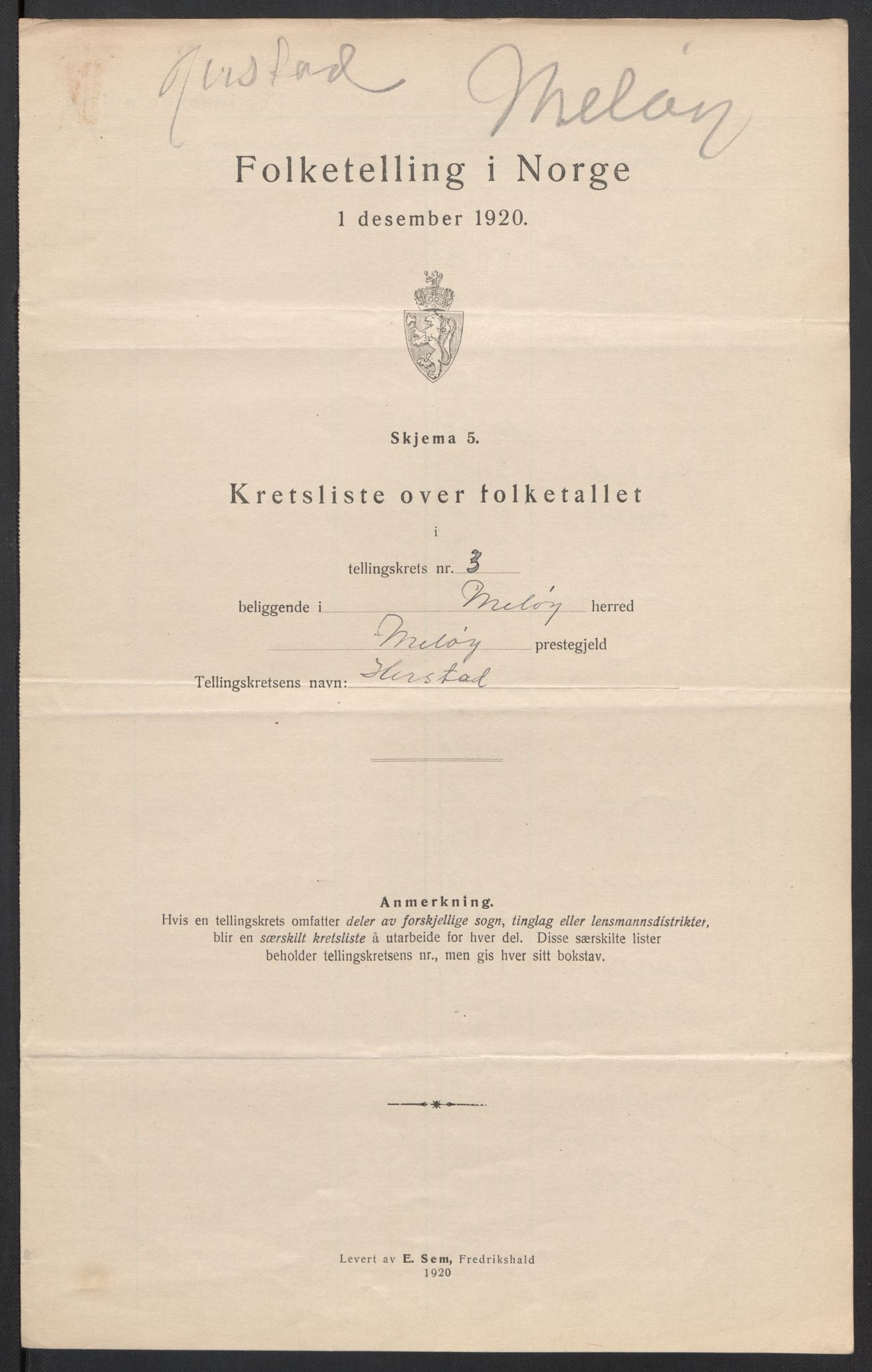 SAT, 1920 census for Meløy, 1920, p. 12