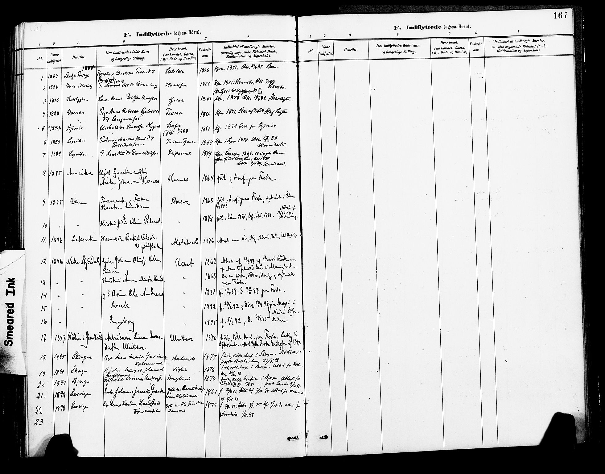 Ministerialprotokoller, klokkerbøker og fødselsregistre - Nord-Trøndelag, SAT/A-1458/713/L0121: Parish register (official) no. 713A10, 1888-1898, p. 167