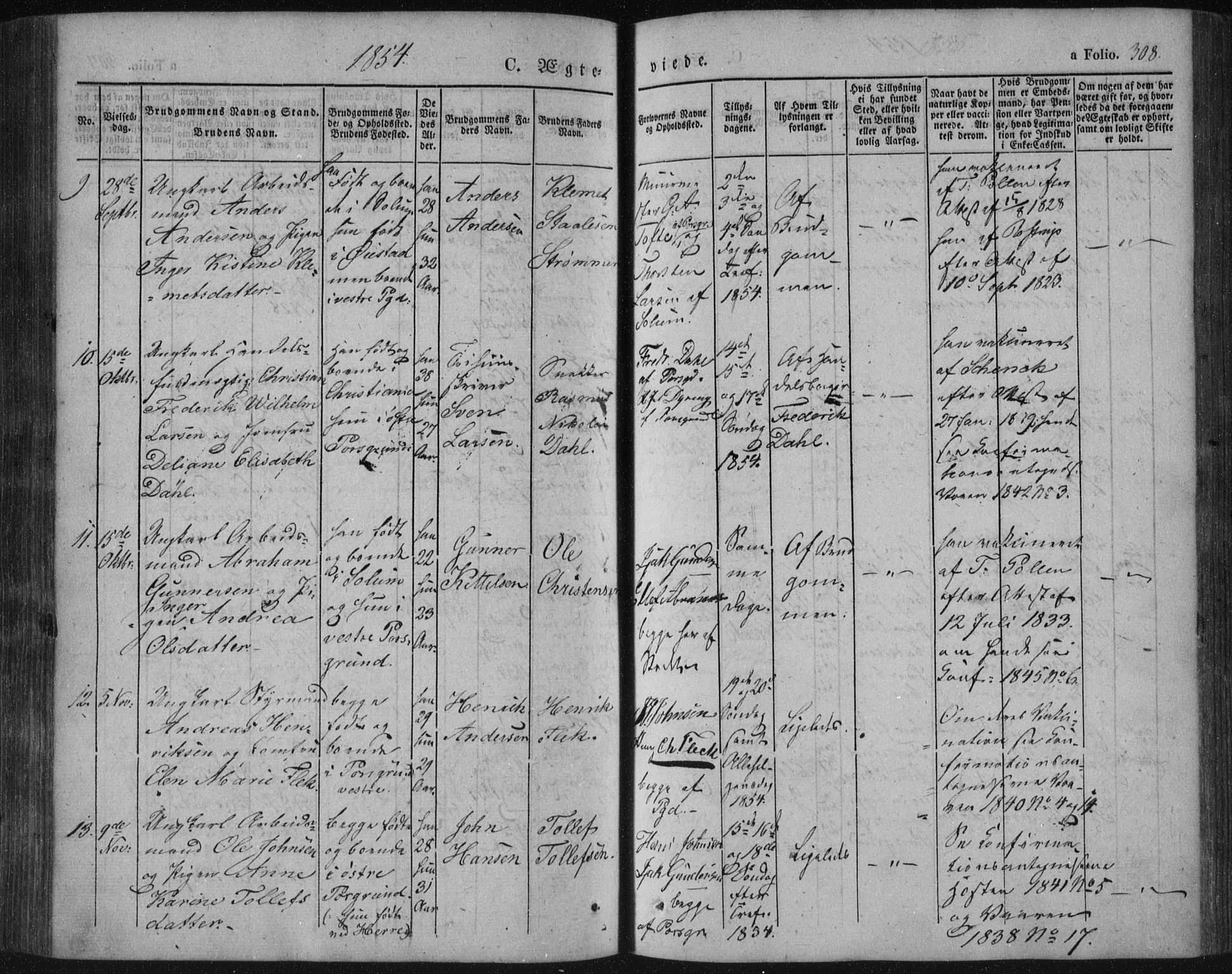 Porsgrunn kirkebøker , AV/SAKO-A-104/F/Fa/L0006: Parish register (official) no. 6, 1841-1857, p. 308