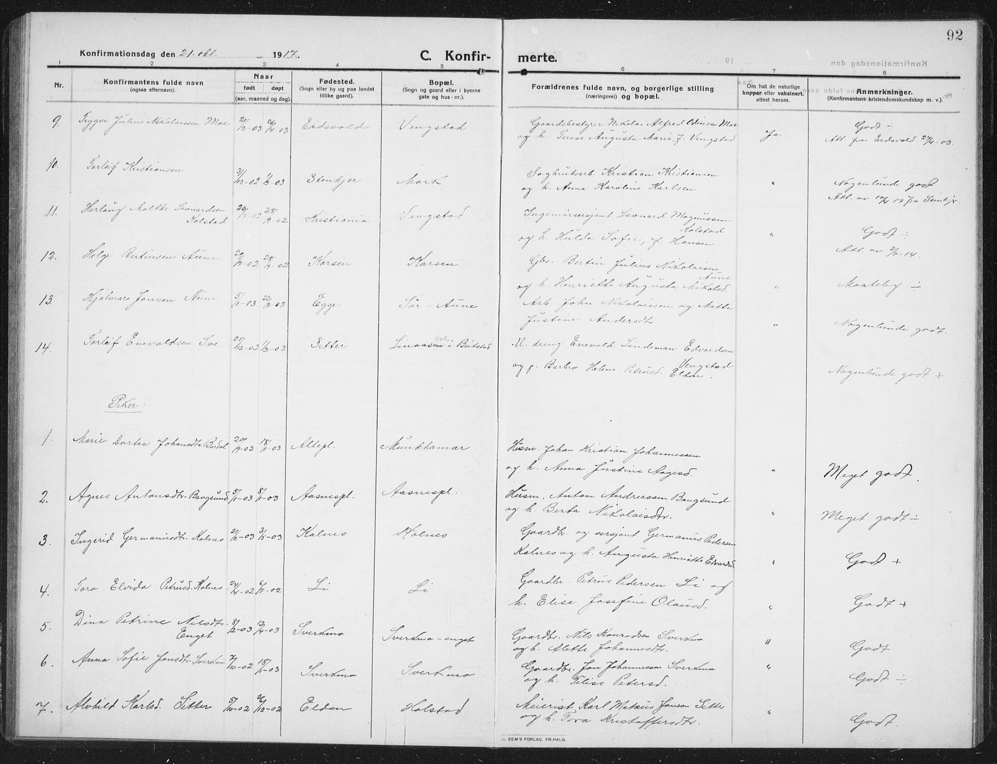 Ministerialprotokoller, klokkerbøker og fødselsregistre - Nord-Trøndelag, SAT/A-1458/742/L0413: Parish register (copy) no. 742C04, 1911-1938, p. 92