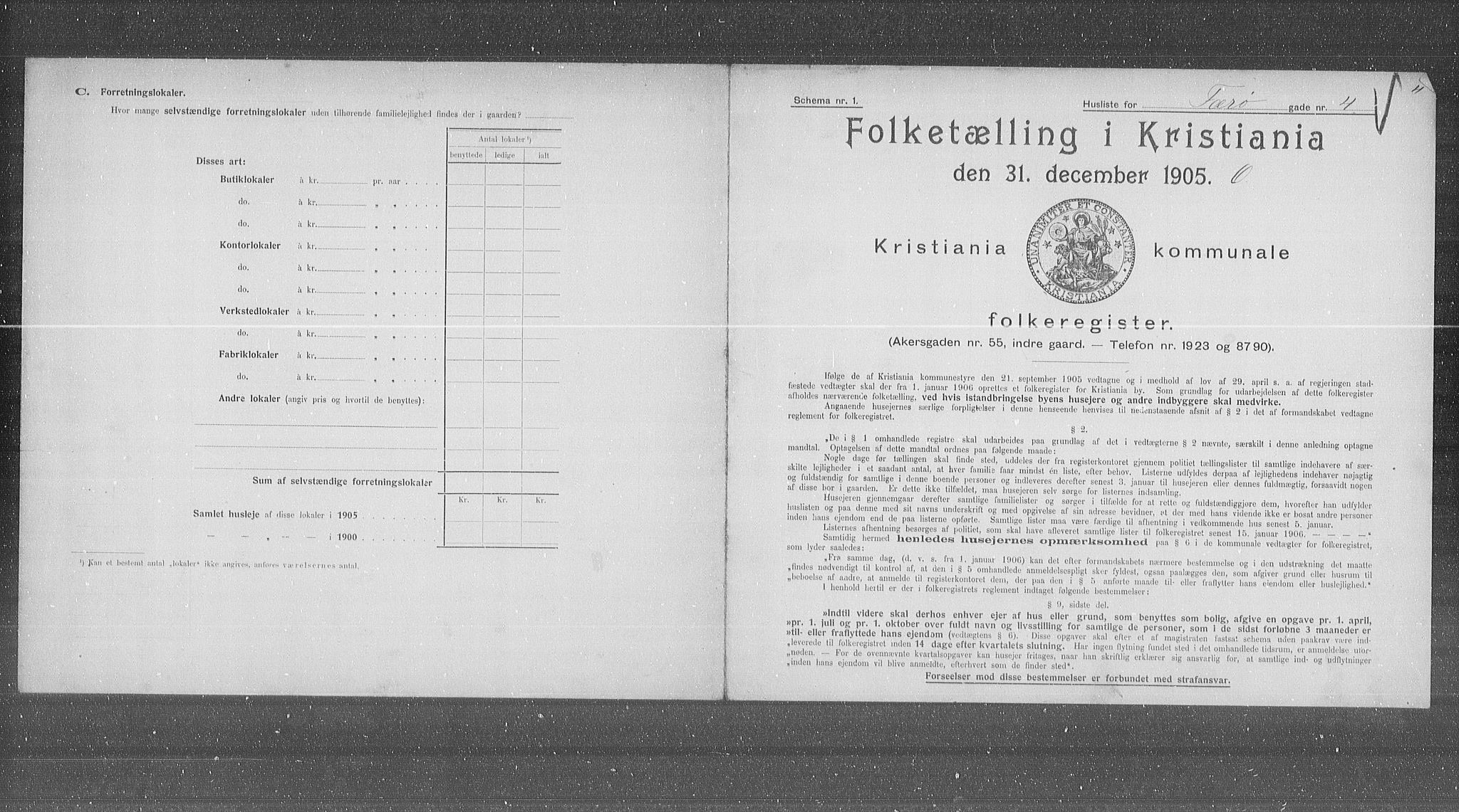 OBA, Municipal Census 1905 for Kristiania, 1905, p. 14744