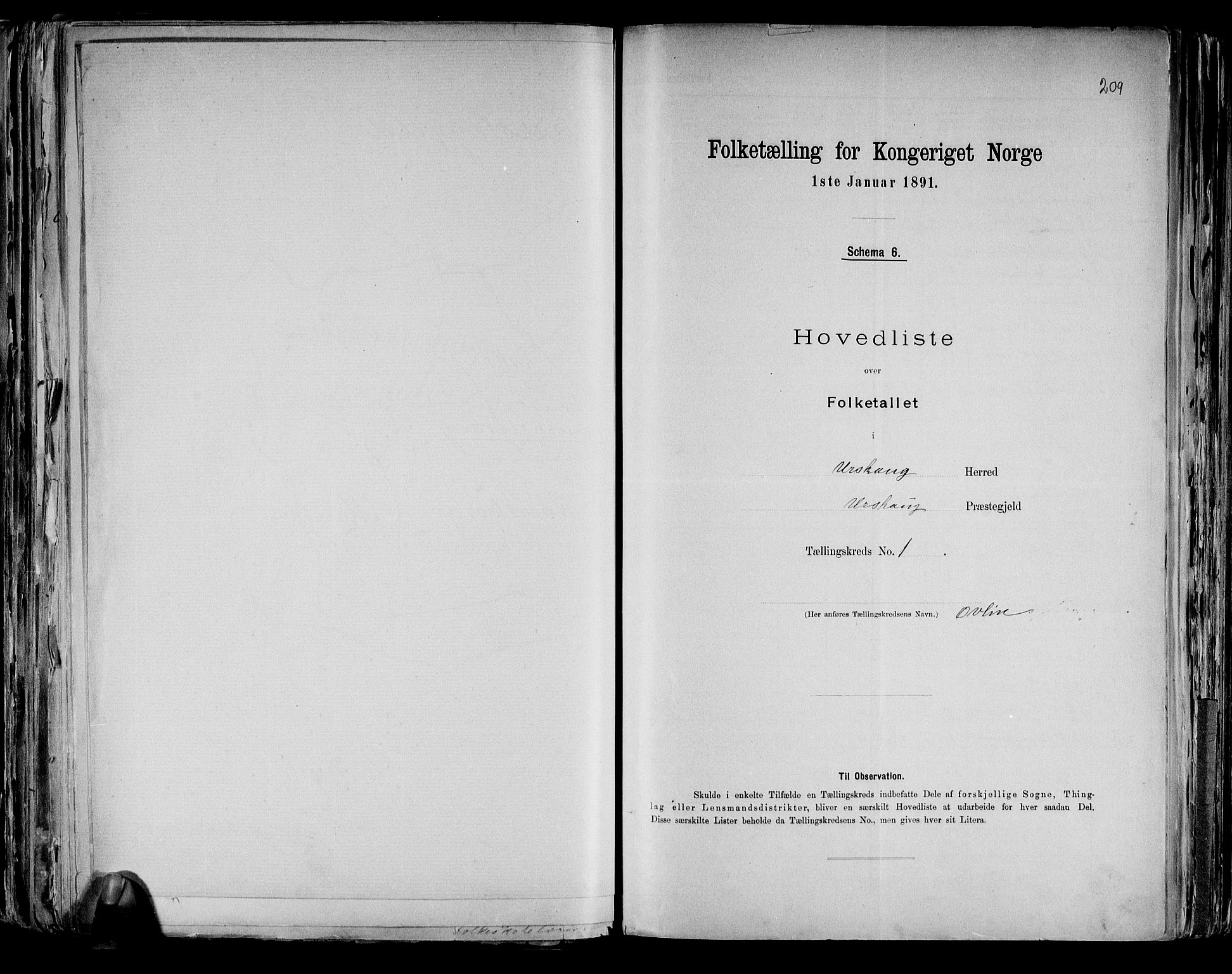 RA, 1891 census for 0224 Aurskog, 1891, p. 6