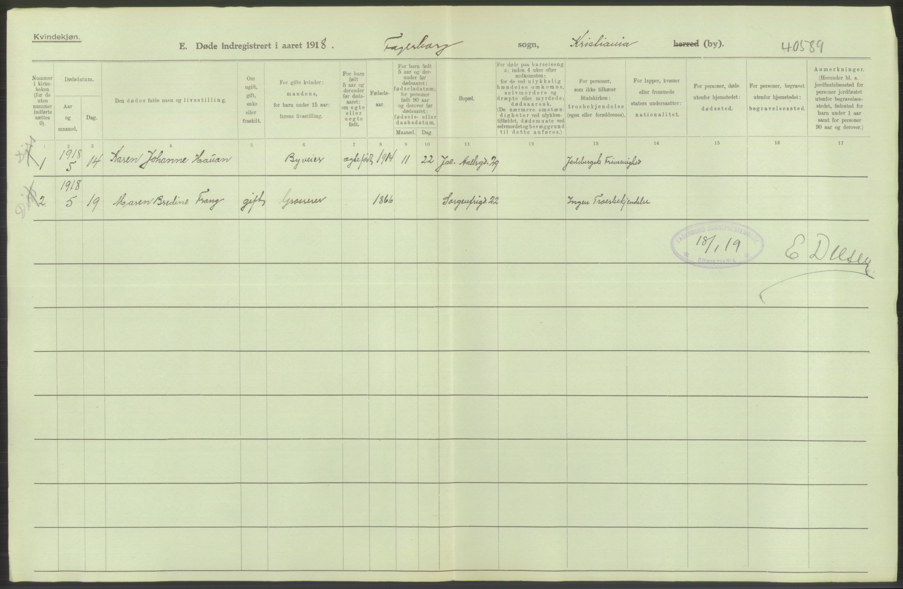 Statistisk sentralbyrå, Sosiodemografiske emner, Befolkning, AV/RA-S-2228/D/Df/Dfb/Dfbh/L0010: Kristiania: Døde, 1918, p. 310